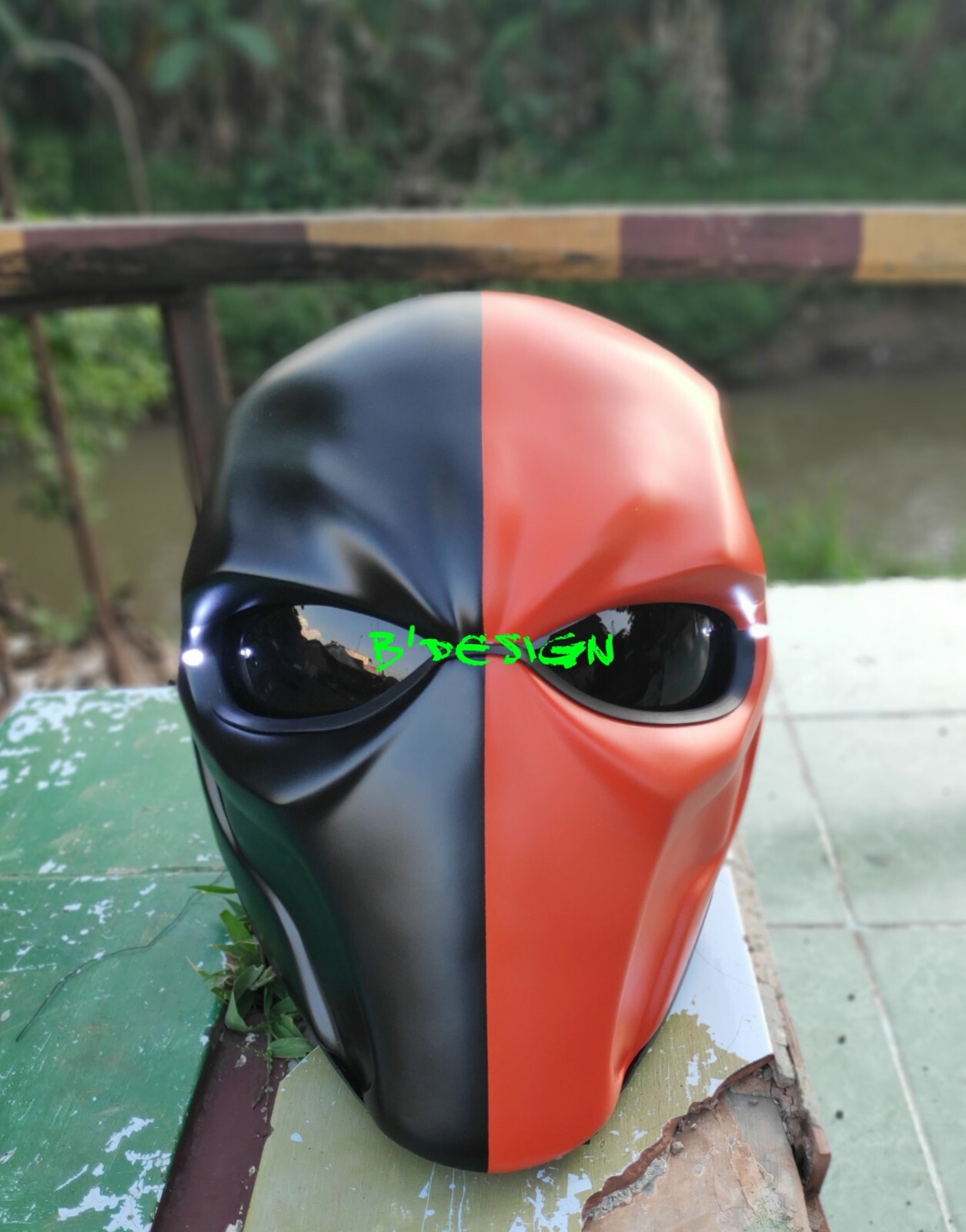 Deathstroke Helmet Custom Black Orange For Chopper Motorcycle (APPROVED DOT/ECE