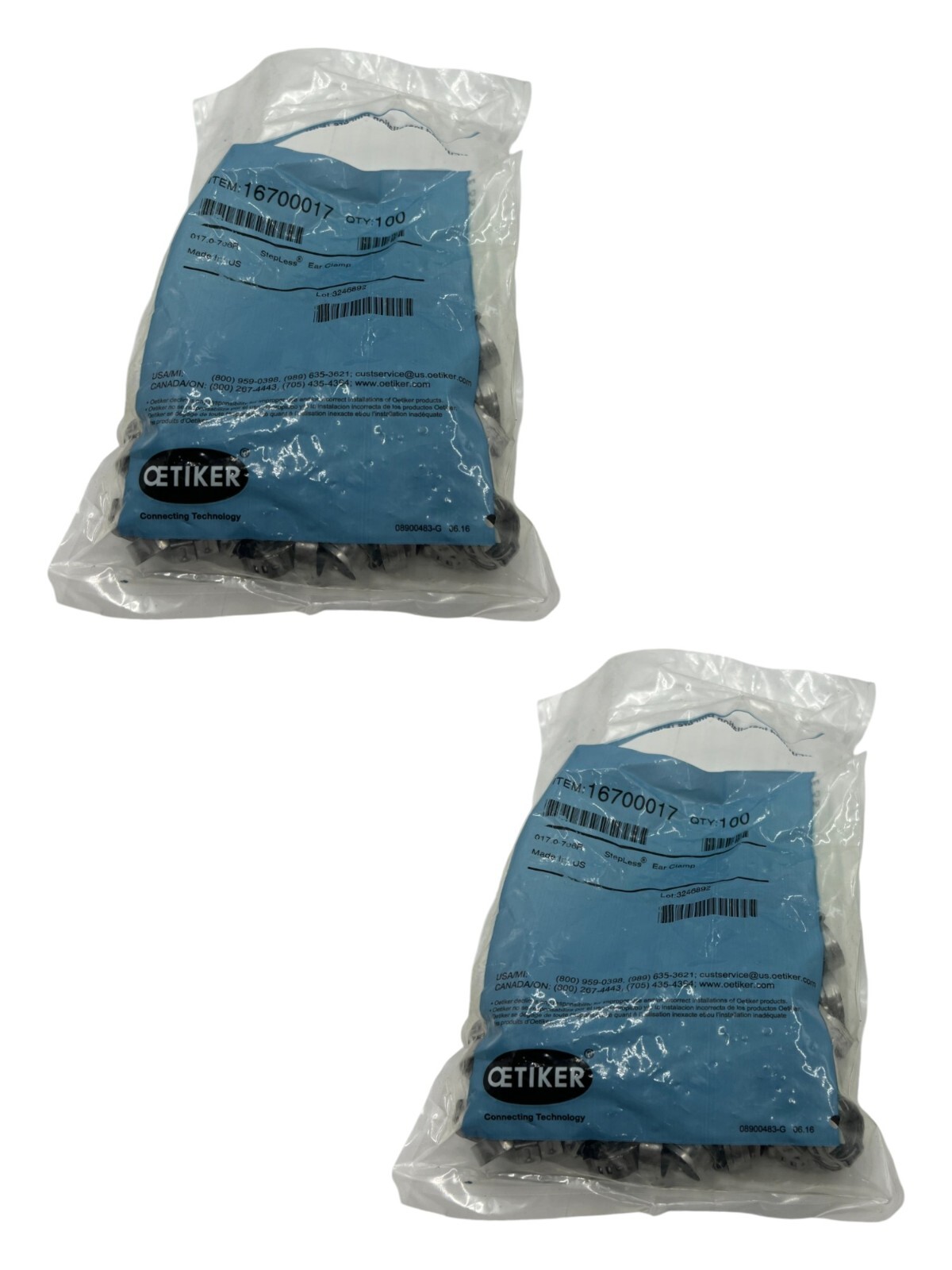 2 Pack of 100 Oetiker Stepless Ear Hose Clamp 16700017 017 .0-706R / 08900483-G