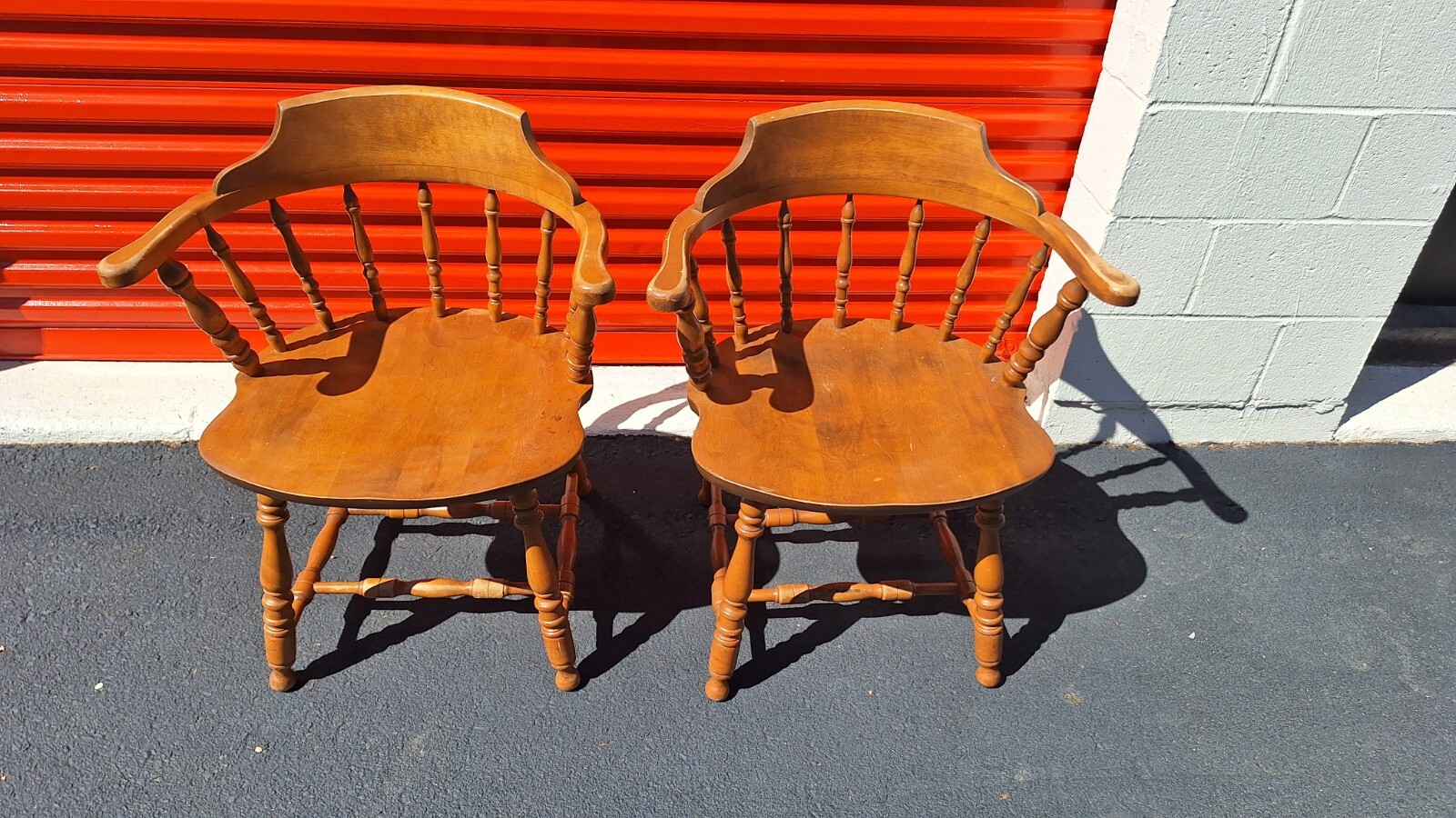 2 Vintage S Bent & Bros Colonial Windsor Captain Spindles  Folding table