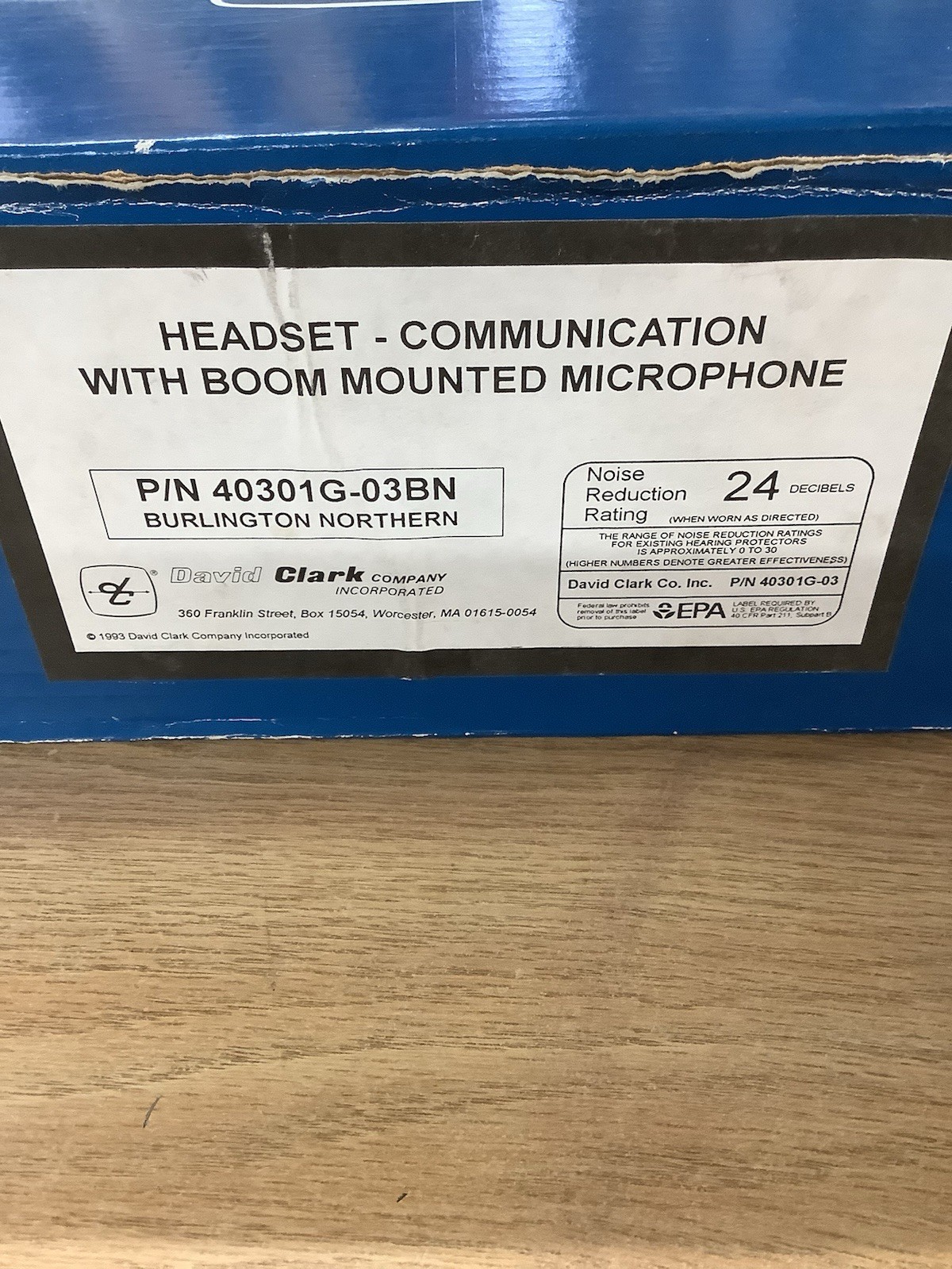 David Clark Aviation Headset W/ Microphone 40301G-03BN