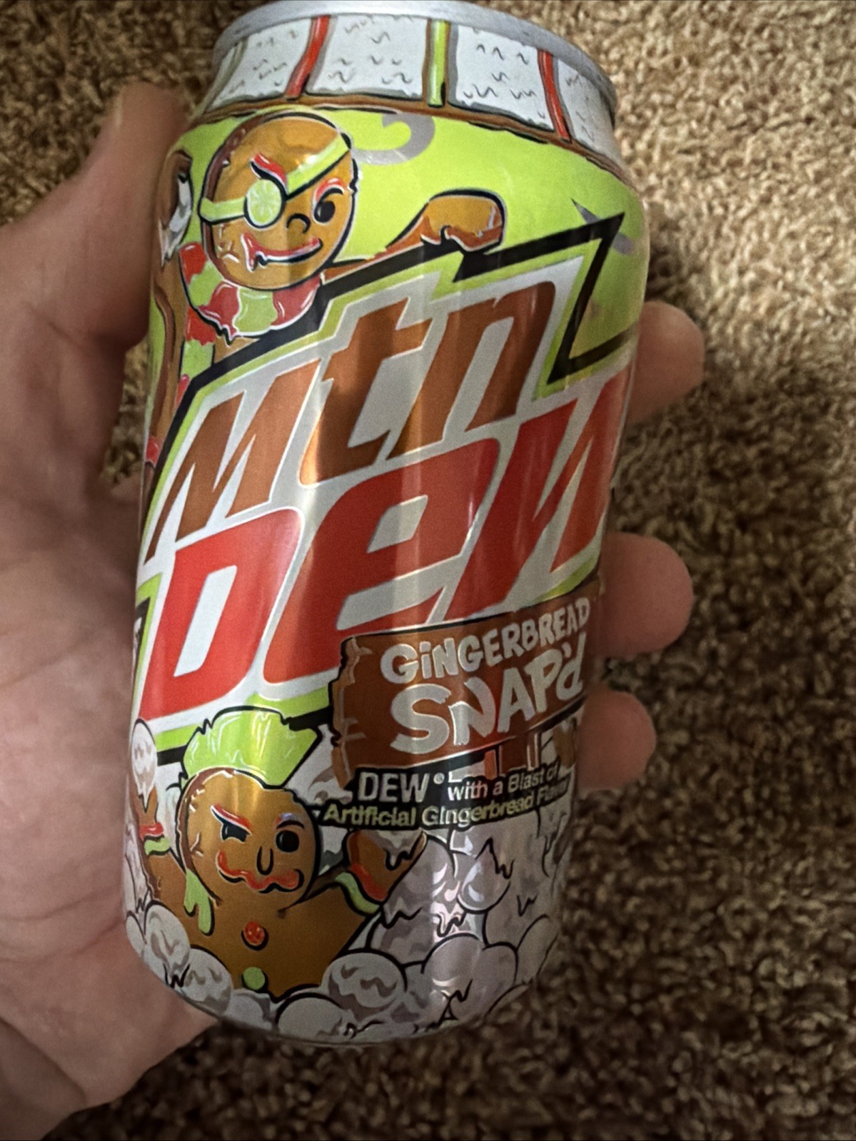 Mountain Mtn Dew Gingerbread Snap'd 12 Oz Full Can Limited Edition Chirstmas