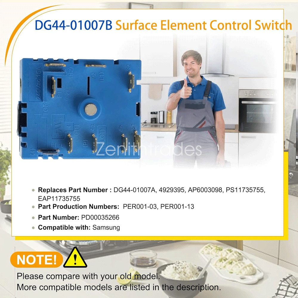 For Samsung DG44-01007B Range Surface Element Control Switch, Regulator