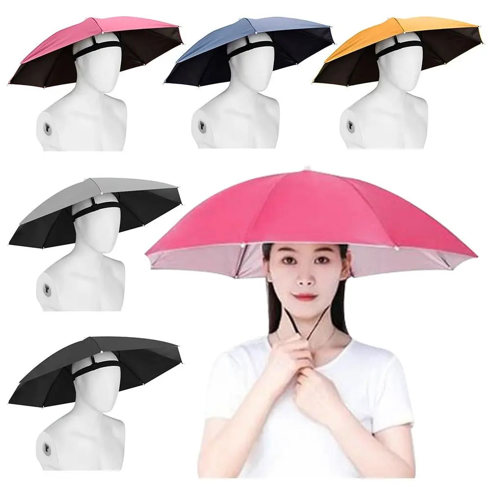 Foldable Head Umbrella Hat Windproof Fishing Head Wearing Sunshade Rain Gear Out
