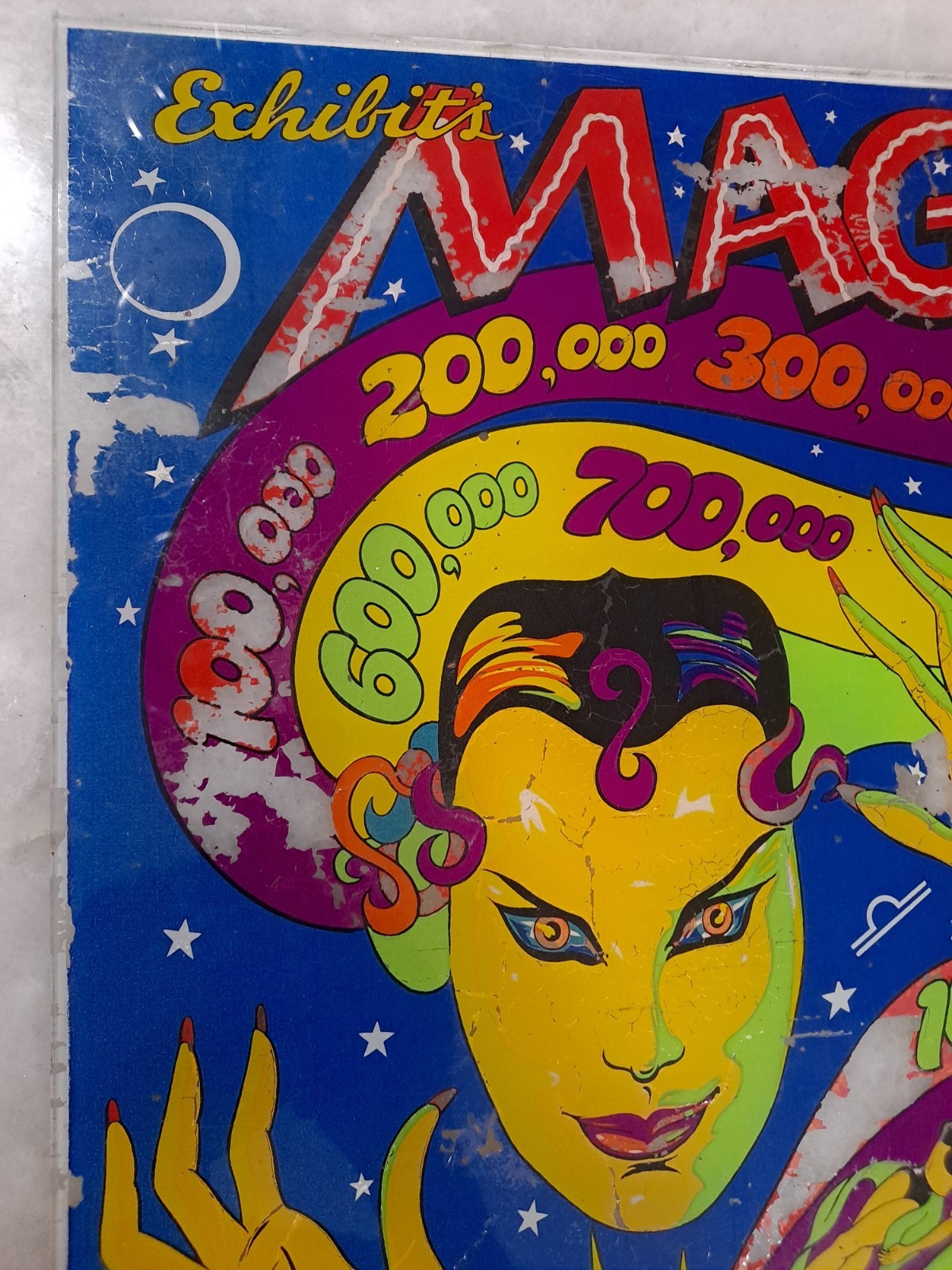 The Exhibit Supply Co. MAGIC, Original Pinball Machine BACK GLASS, 1940