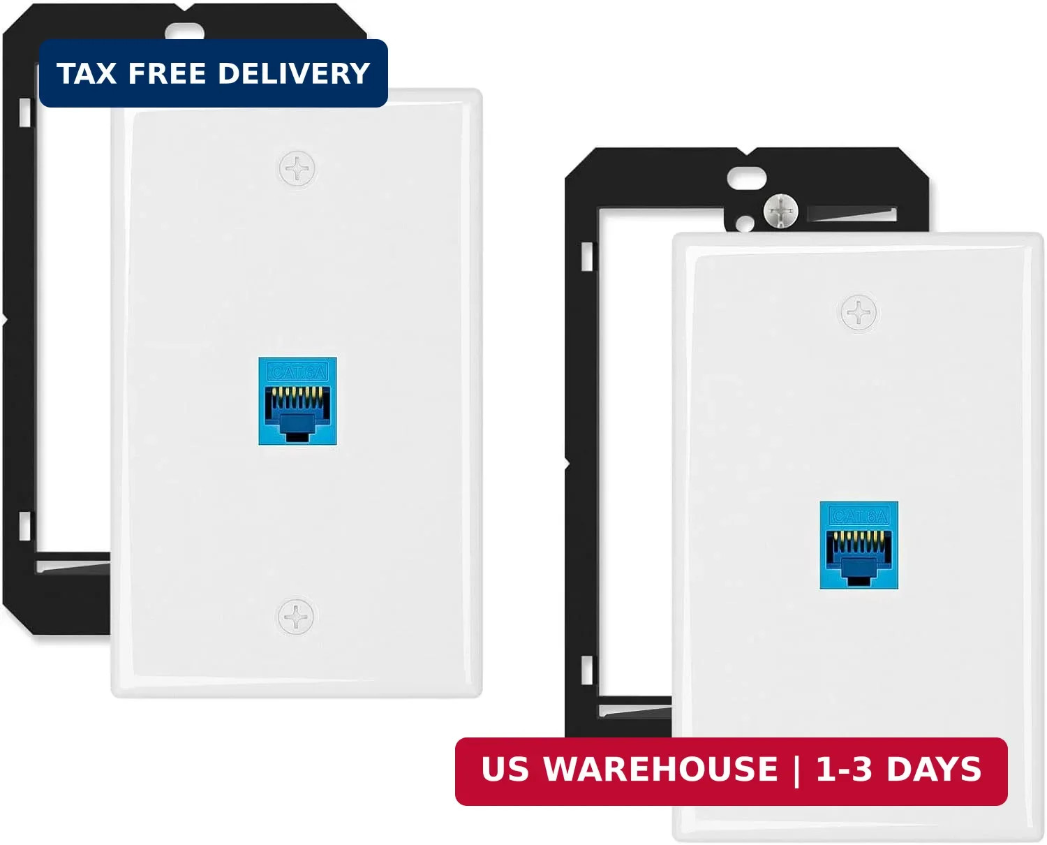 iwillink 2-Pack Cat6A Ethernet Wall Plate, 1-Port RJ45 Wall Plate, Blue | 1-Port