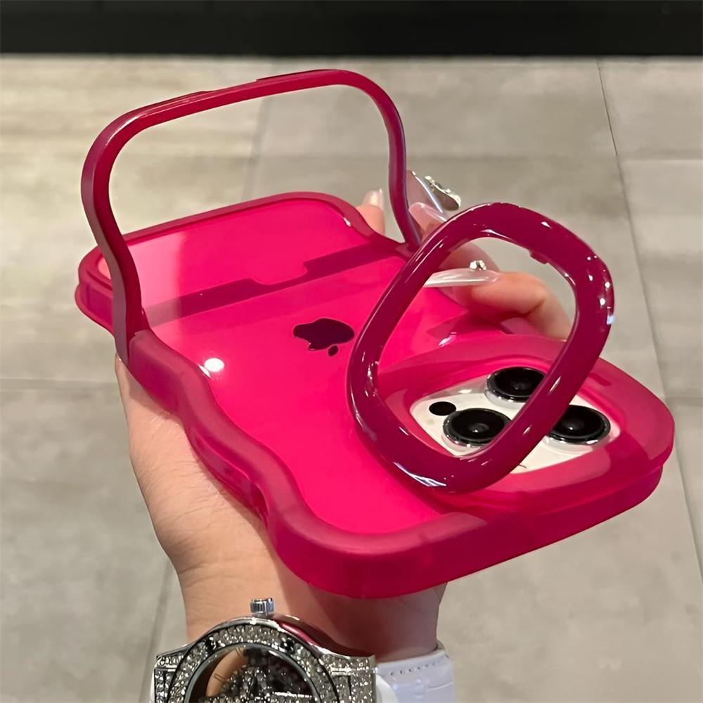 2-in-1 Folding Stand Wave Clear Case for iPhone 16 15 14 13 12 11 Pro Max XR