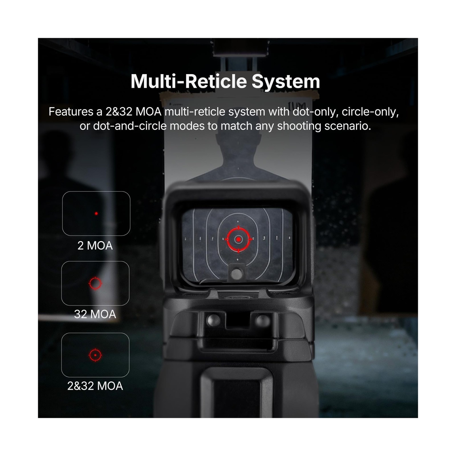 OM1 Red Dot Sight, 2 & 32/2 & 6 MOA Multi Reticle System Micro Reflex Sight f...