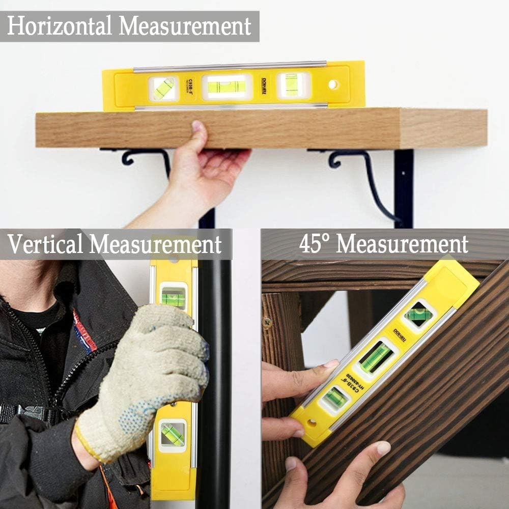 Precision 9-Inch Magnetic Level - 2 Pack with 3 Easy Read Bubbles for Accuracy