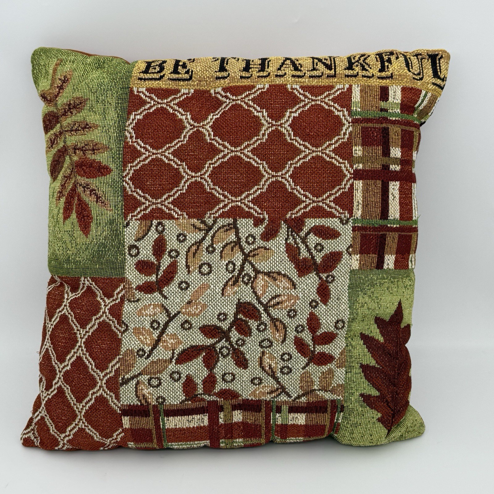 Fall Decor 17” Square Pillow Be Thankful Thanksgiving Fall Leaves