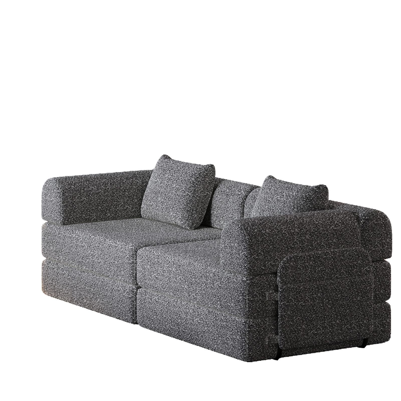 72in foldable Chenier sofa, equipped two side storage bags and two cushions Grey