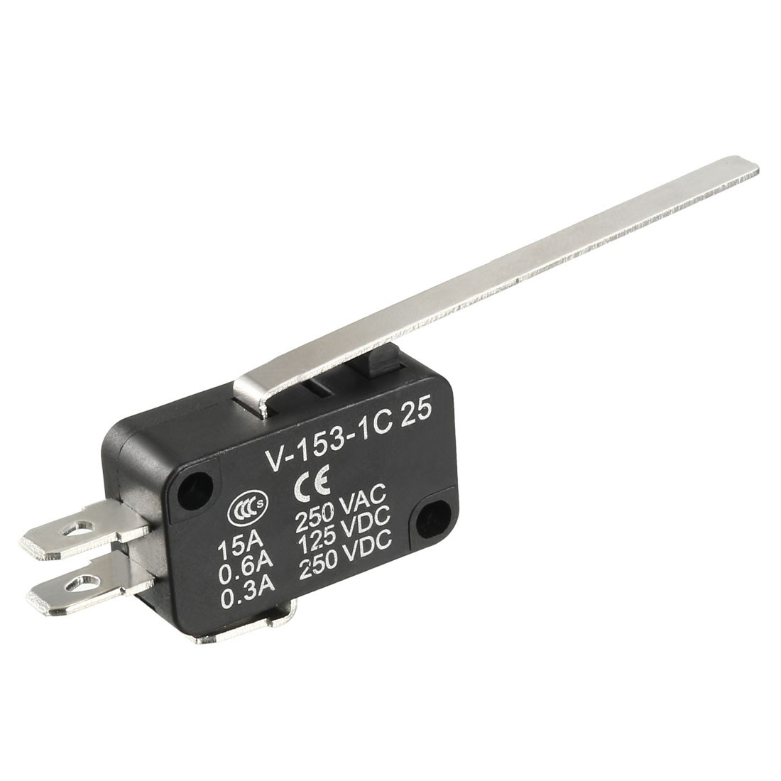 15A 250VAC Black V-153-1C25 Long Straight Lever Miniature Micro Switch