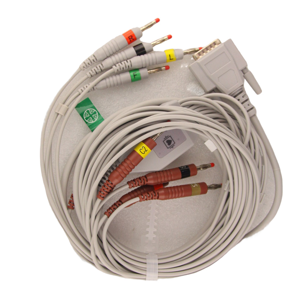 For EDAN SE-12 Express 1201 1200 SE-1 Leadwire 15 pin ECG/EKG 10 Leadwire Cable