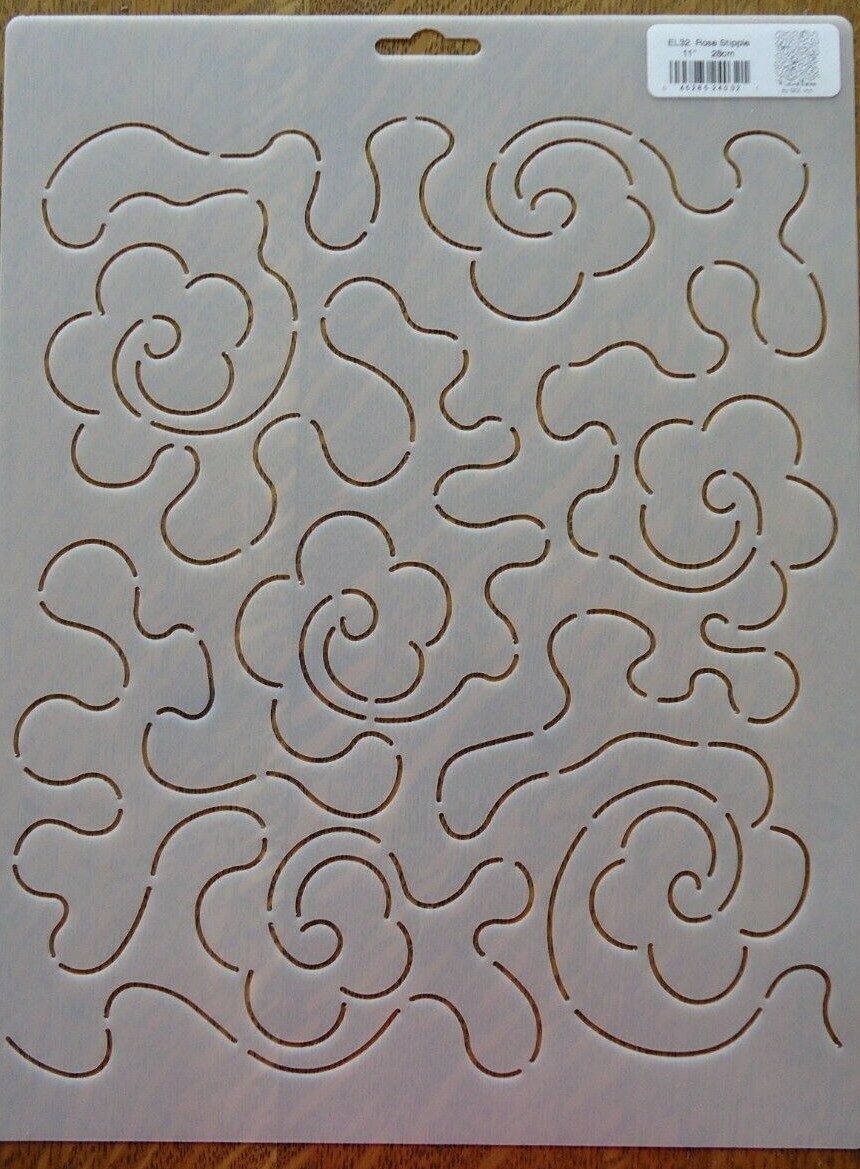 Stencil Quilting Rose Stipple 11" 28cm QC sew quilt template flowers EL32 CL
