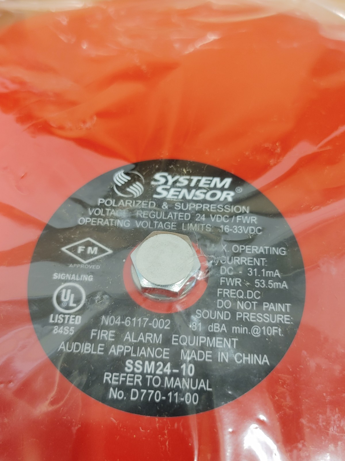 System Sensor SSM24-10A" Alarm Bell