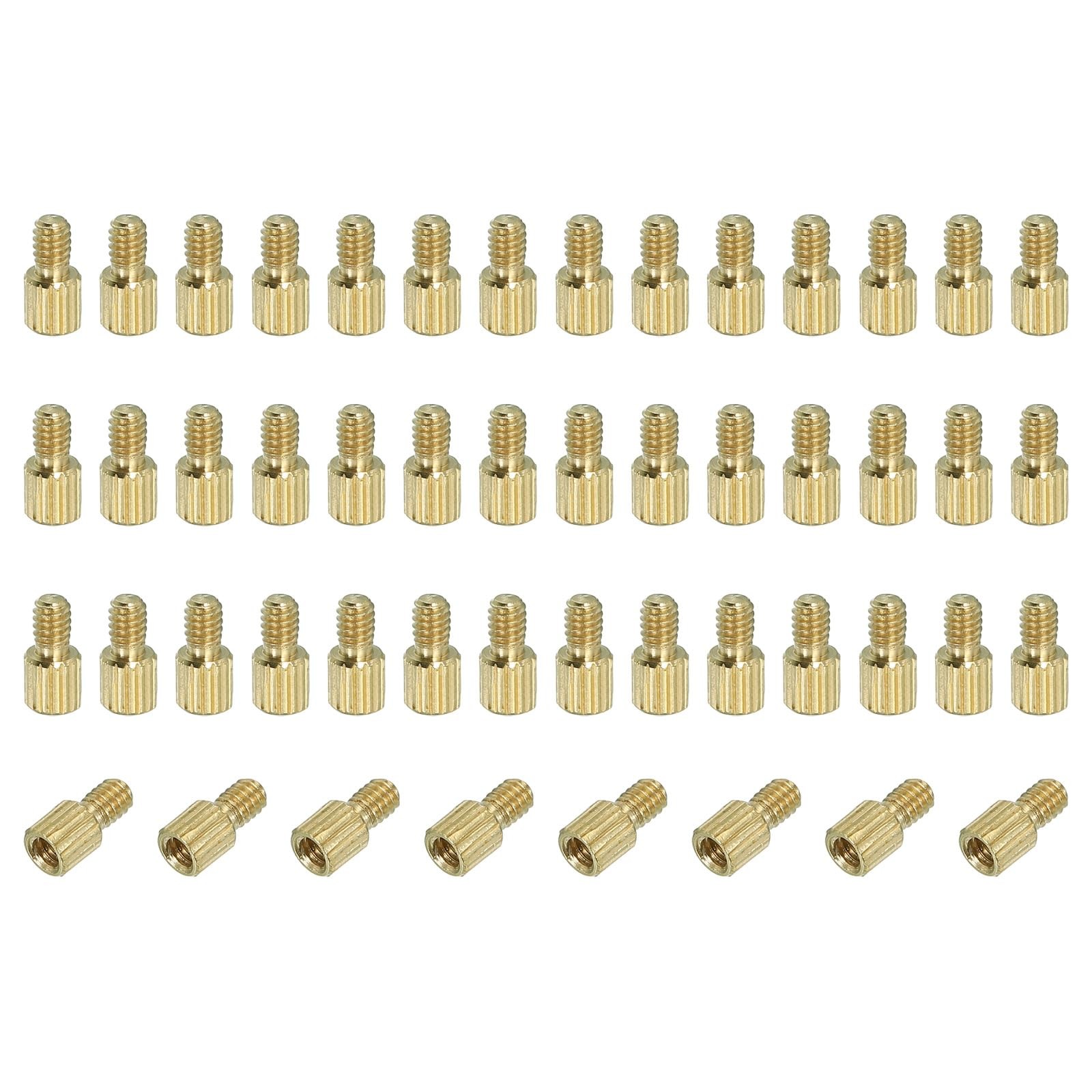 PATIKIL M2 x 3+3 mm Male Female Brass Hex Spacer Standoff, 50 Pcs x