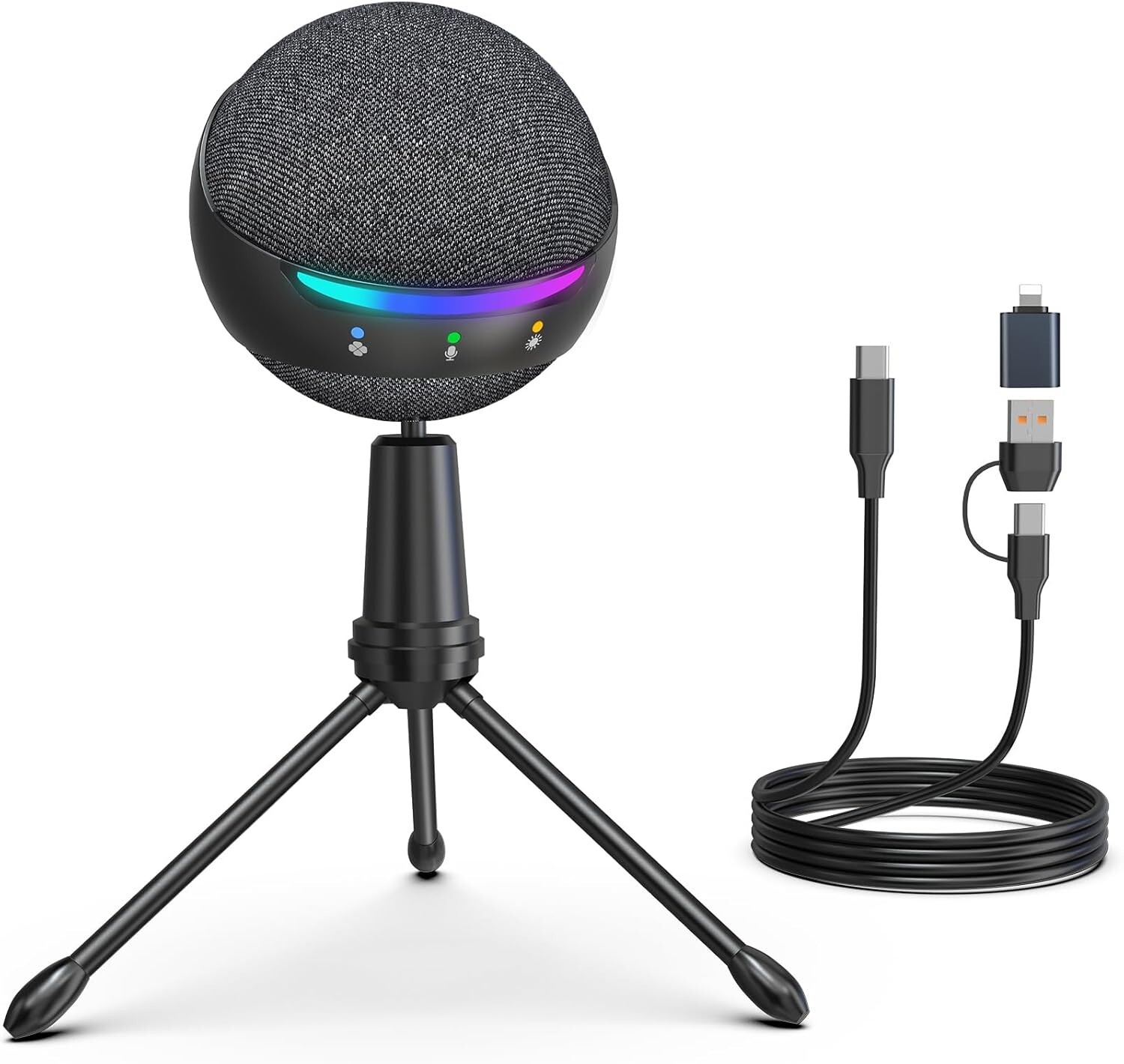 ZealSound Microphone for iPhone,USB mic for PC gaming, Mute Active Noise Cancel
