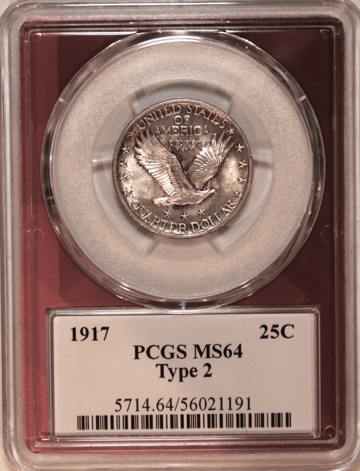 1917 TYPE 2 STANDING LIBERTY QUARTER - PCGS MS64 - #3606E FREE SHIPPING