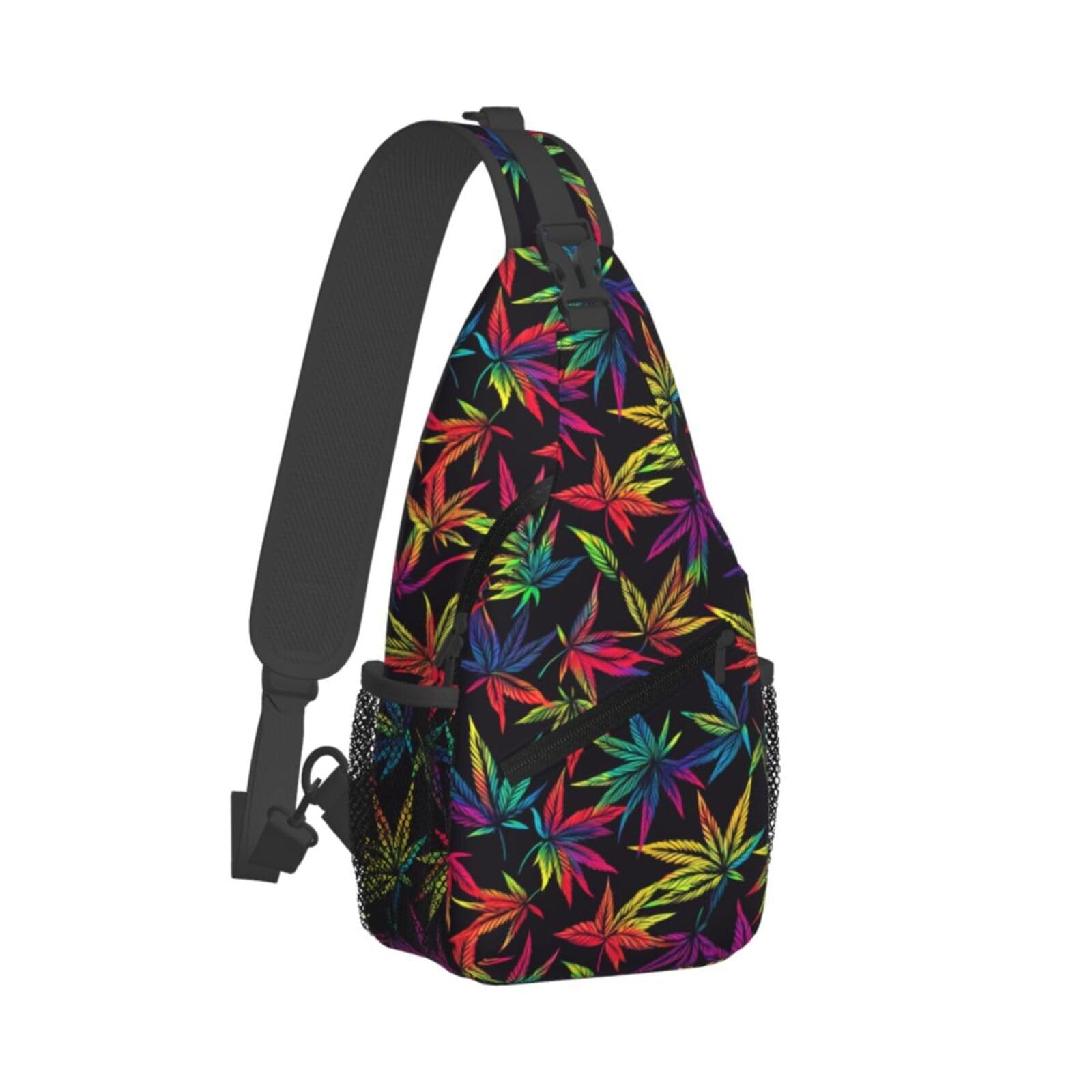 Colored Leaves Sling Backpack Hiking Crossbody Sports Lightweight Chest Bag