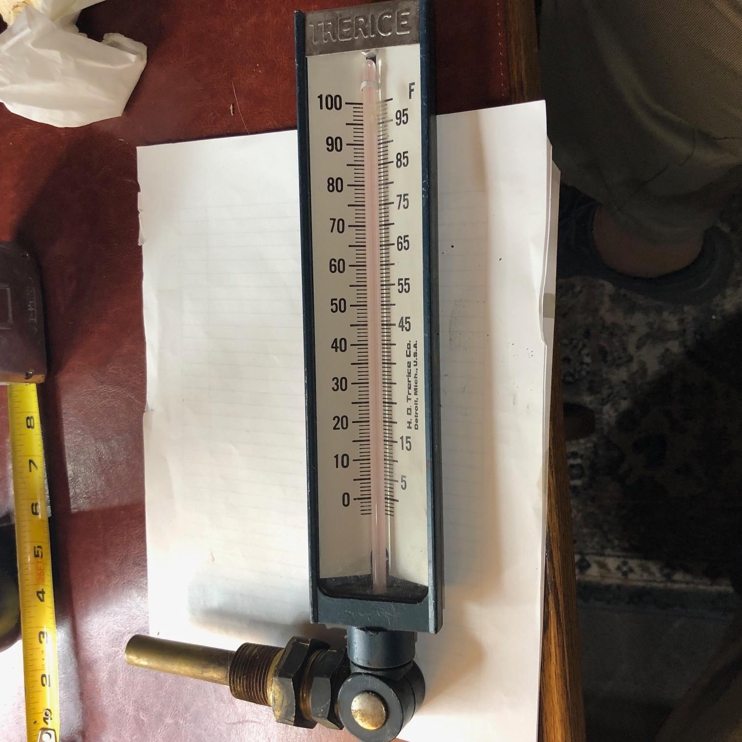 Trerice Temperature Gauge 0-100 F H.O. Pre-Owned Item Pulled From Working System