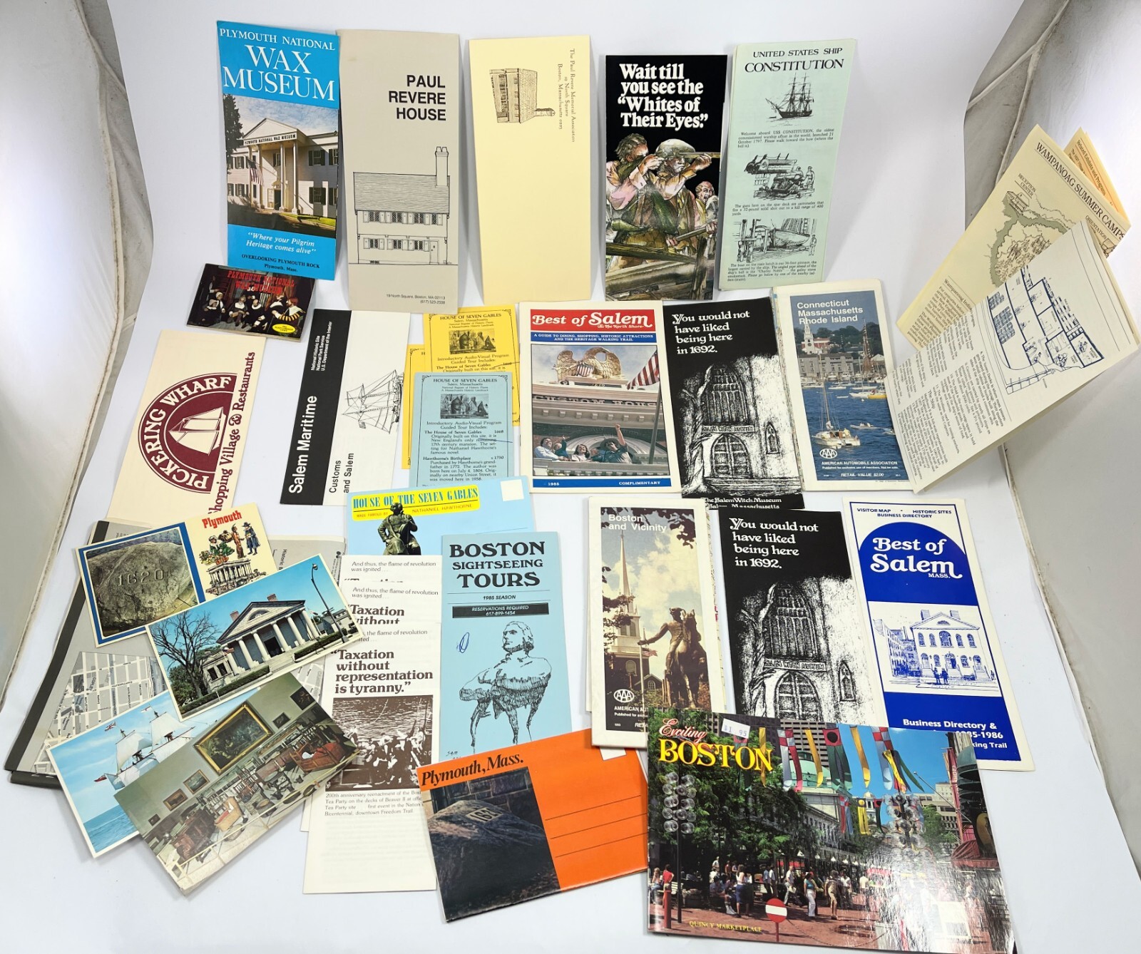 Salem Boston Massachusetts MA Travel Brochures Souvenir Book Postcards Lot
