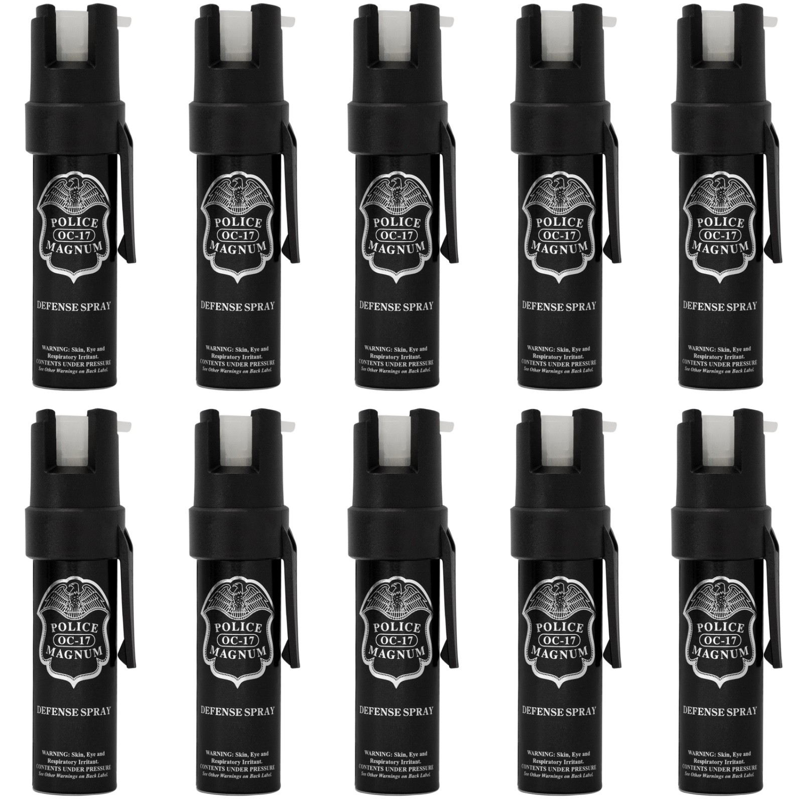 Police Magnum pepper spray bulk self defense security 10 pack 3/4oz Pocket Clips
