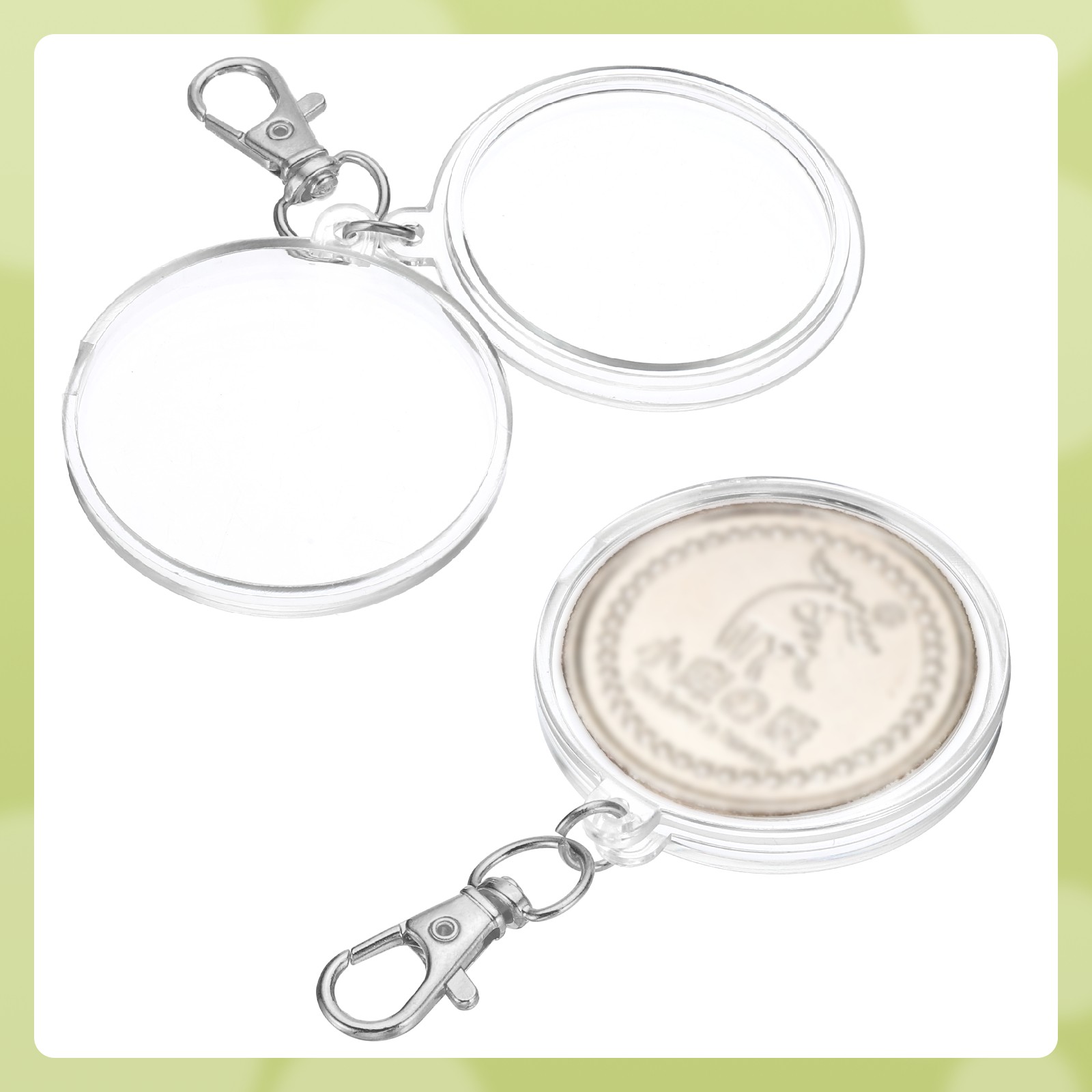 2Pack 40mm Coin Holder Keychain Coin Case with Key Ring Buckle Silver