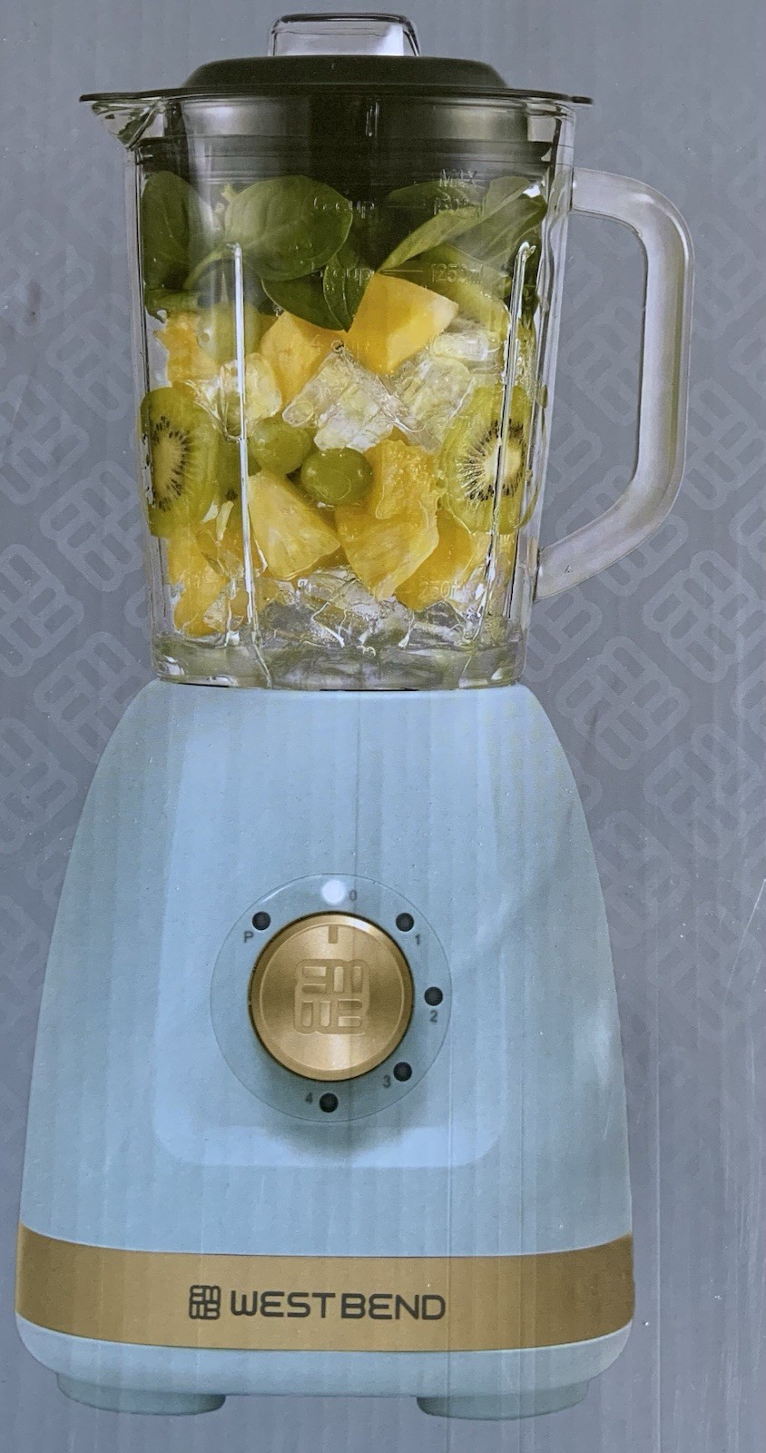 West Bend BLWB48WG13 Timeless 4-Speed Blender Retro Blue Gold. New
