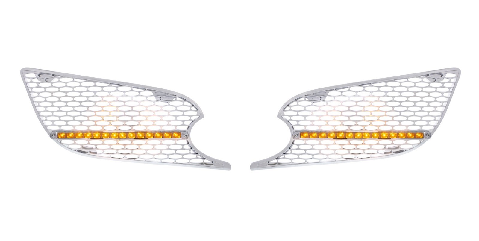 LH & RH Air Intake Grille Clear Lens/Amber LED Light For 2012-2021 Peterbilt 579