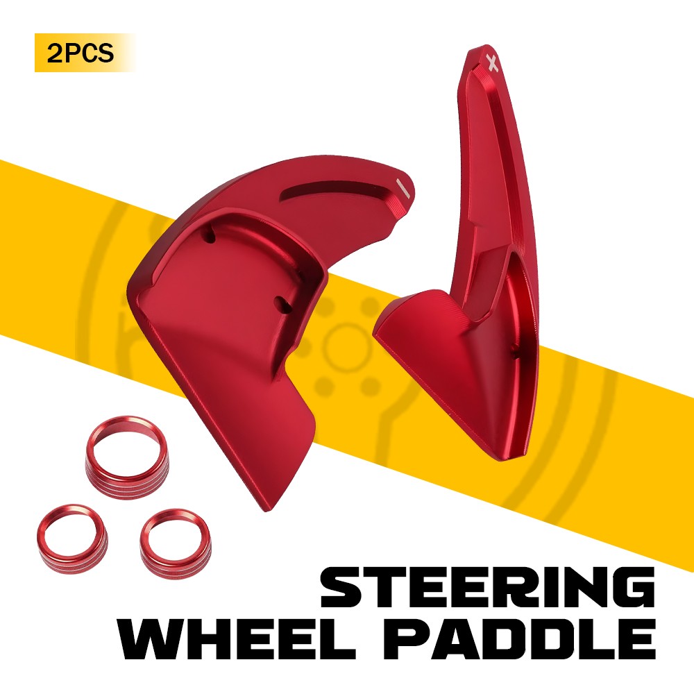 Red Steering Wheel Shift Paddle Covers&Control Knob For Dodge Charger 2015-2021