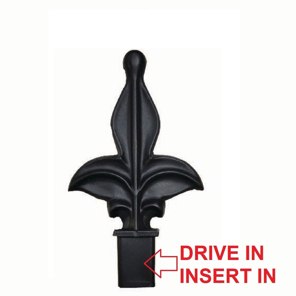 1/2" Black Finial Fleur-de-lis Square Fence Topper Ornament Wrought Iron Fence