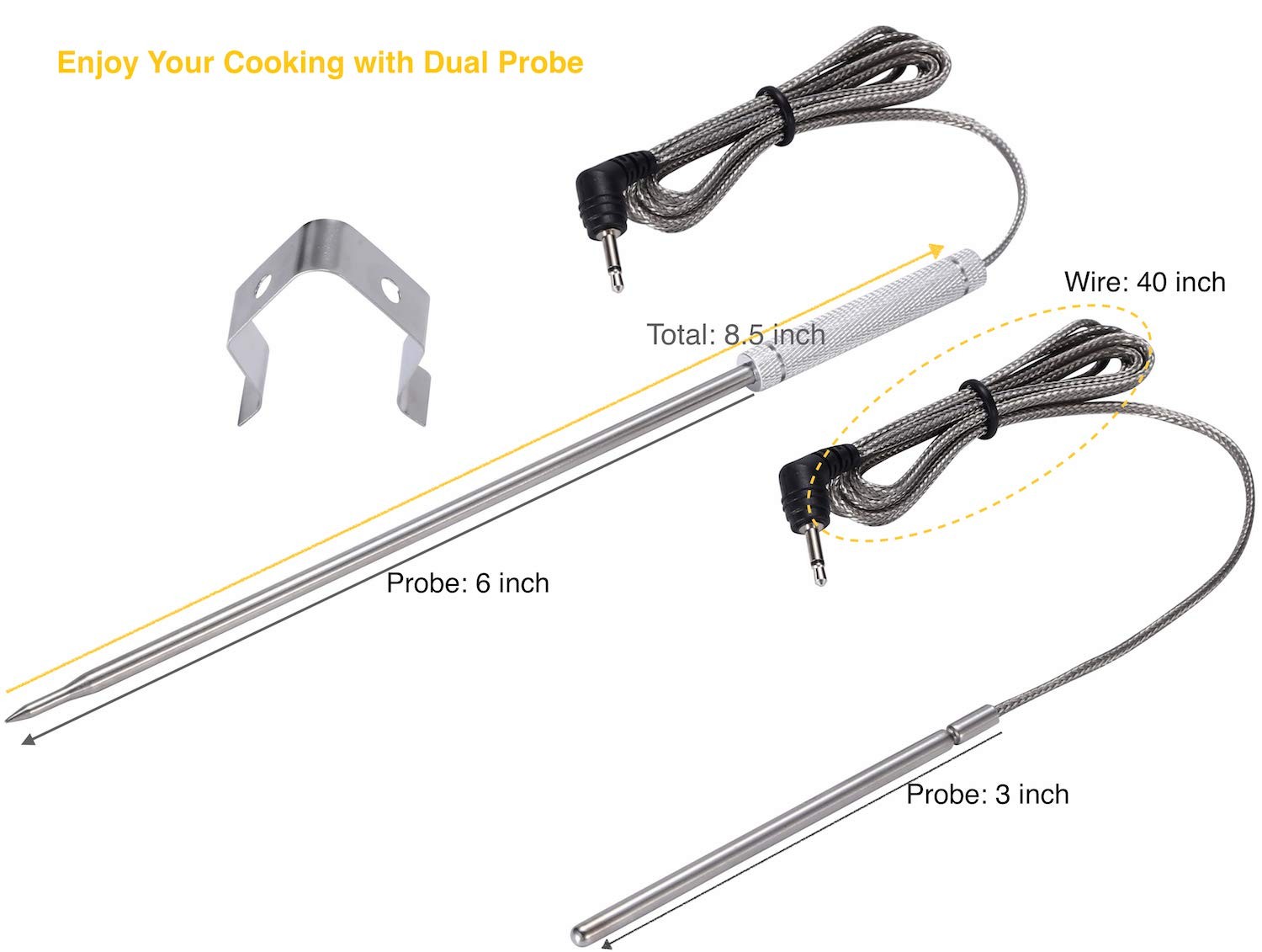 Upgraded Thermpro Probe Replacement Thermopro Meat & Ambient Probe, Silver