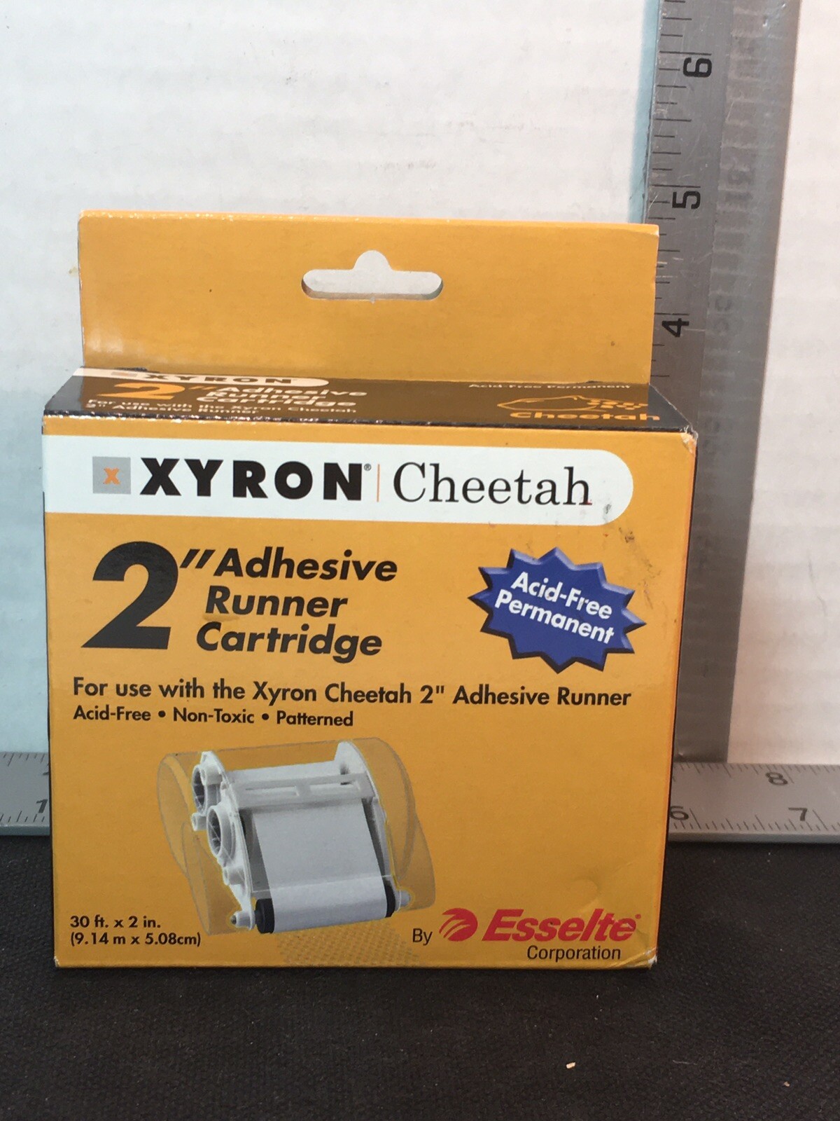 XYRON CHEETAH 2" ADHESIVE RUNNER CARTRIDGE NIB unopened  Esselte 30'x2"