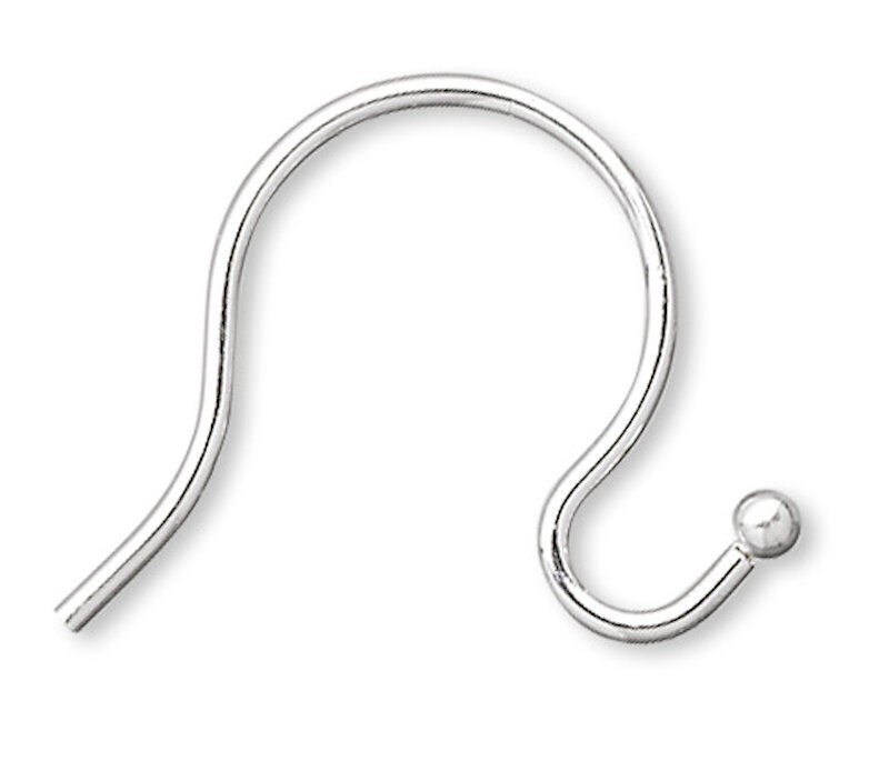 100 Silver Plated Brass 21 Gauge 10mm Earwire with Hook & 1mm Ball Loop Earrings