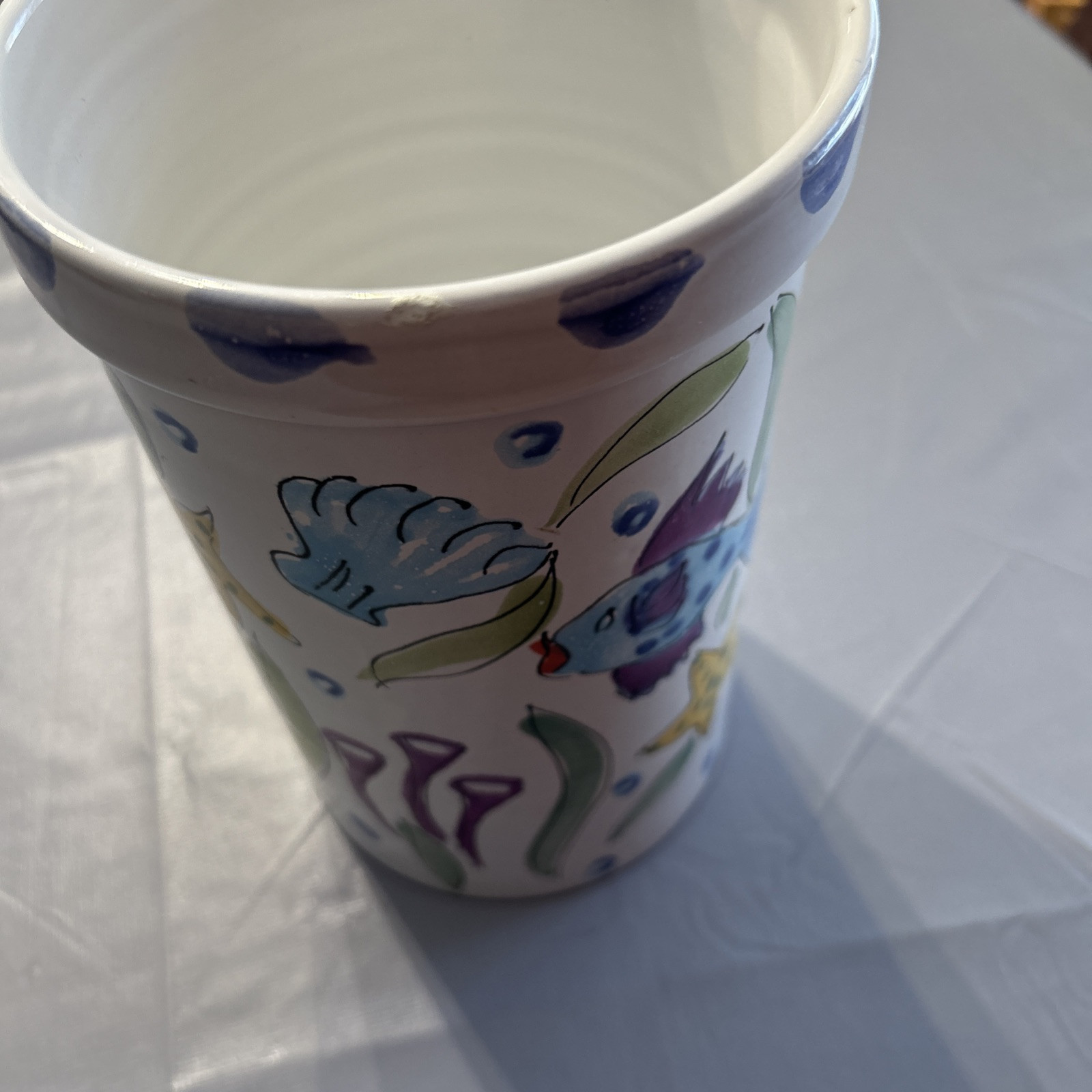 Wine Cooler Kitchen Utensils Vase With Tropical Fish EUC