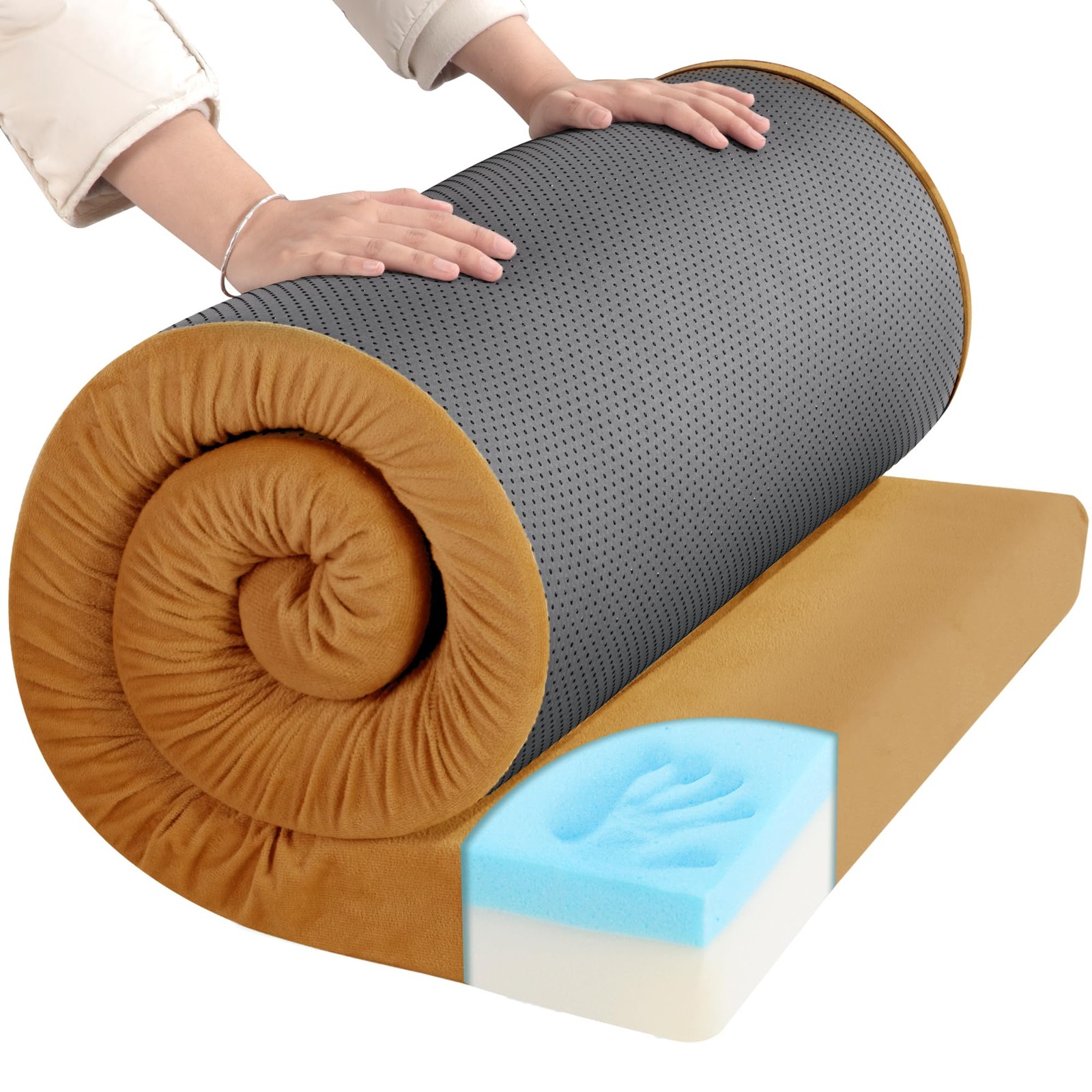 Portable Memory Foam Camping Mattress for Outdoor Sleeping, 3" Thick Waterpro...