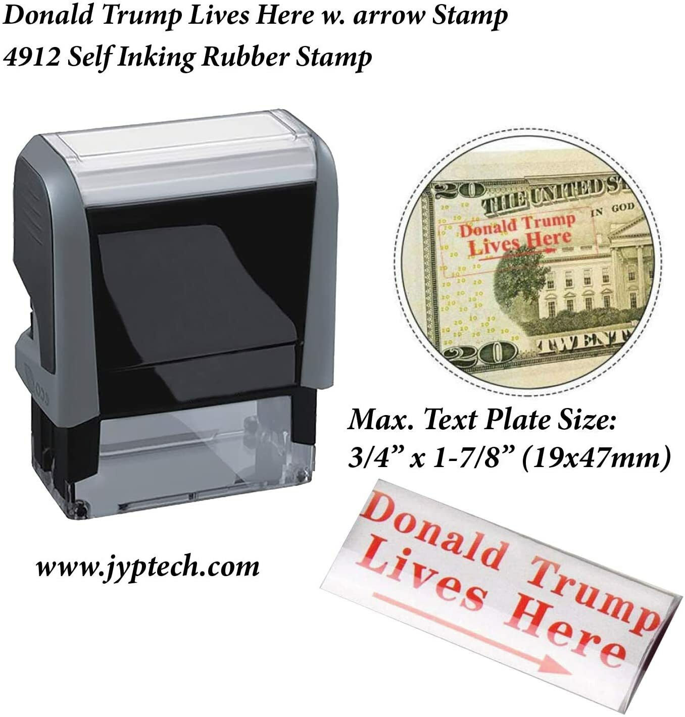 Donald Trump Lives Here with Arrow Stamp 4912 Self Inking Rubber Stamp