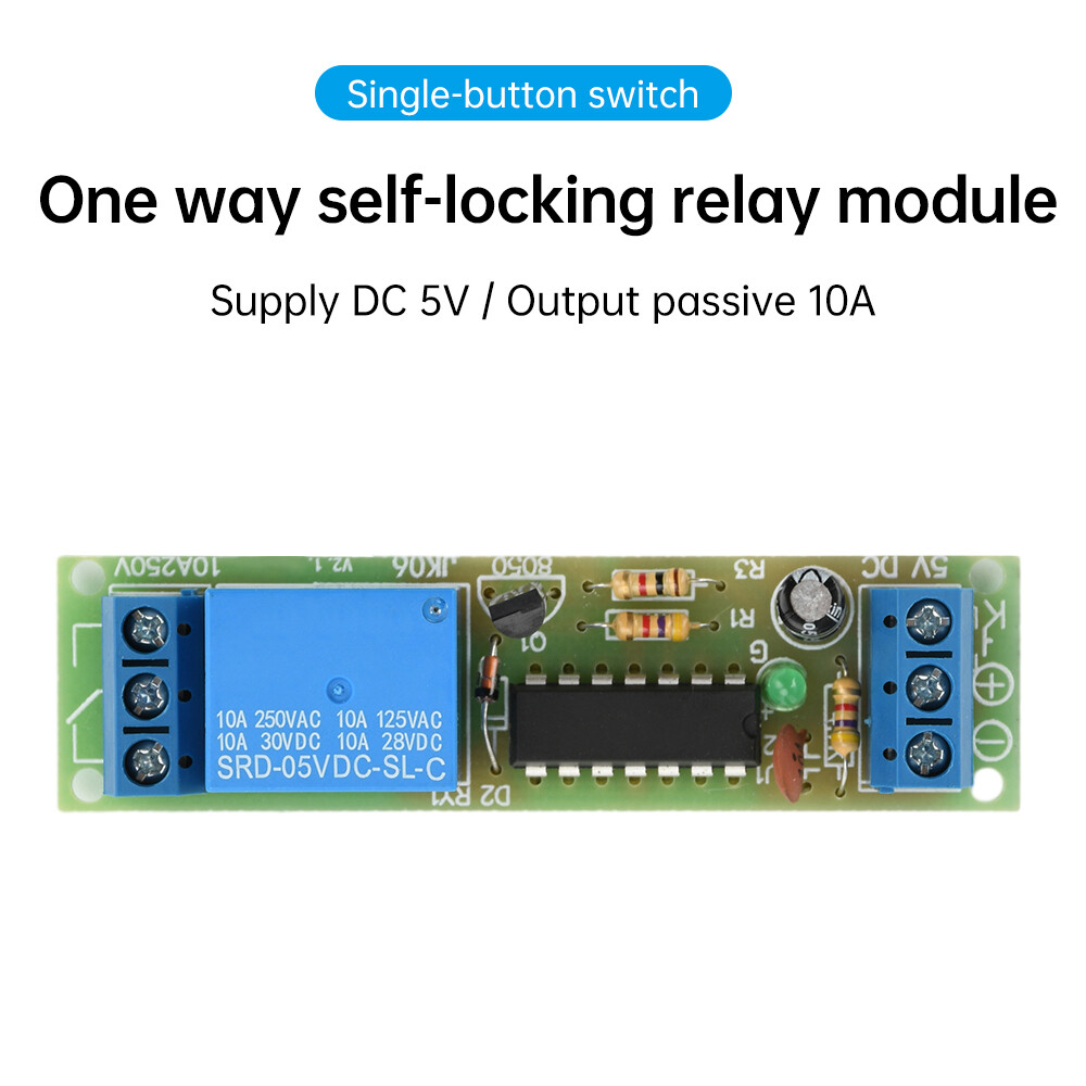 DC5V 1 Way Bistable Single Key Switch Relay Module High Level Self-Locking Relay