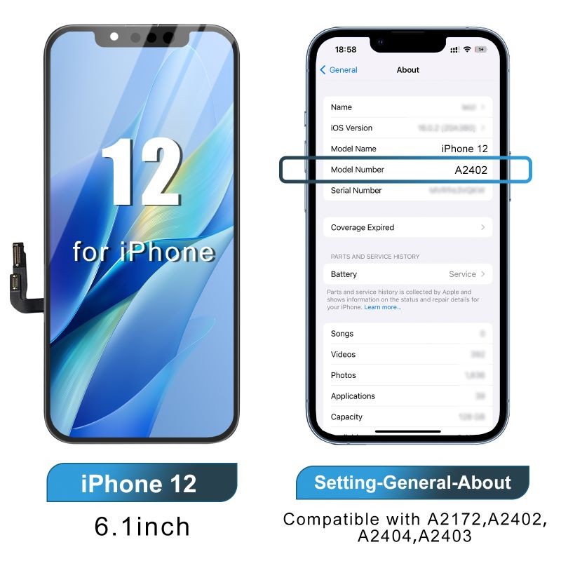 OLED For iPhone 12 / 12 Pro Screen Replacement Display Digitizer Repair Kit