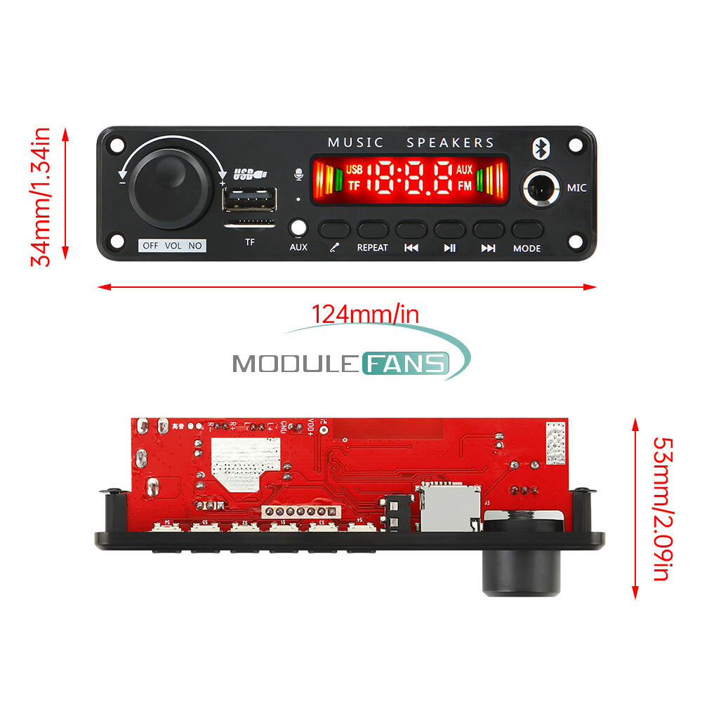 50W Amplifier Bluetooth 5.0 MP3 Player Decoder Board 6-18V FM Speaker Module