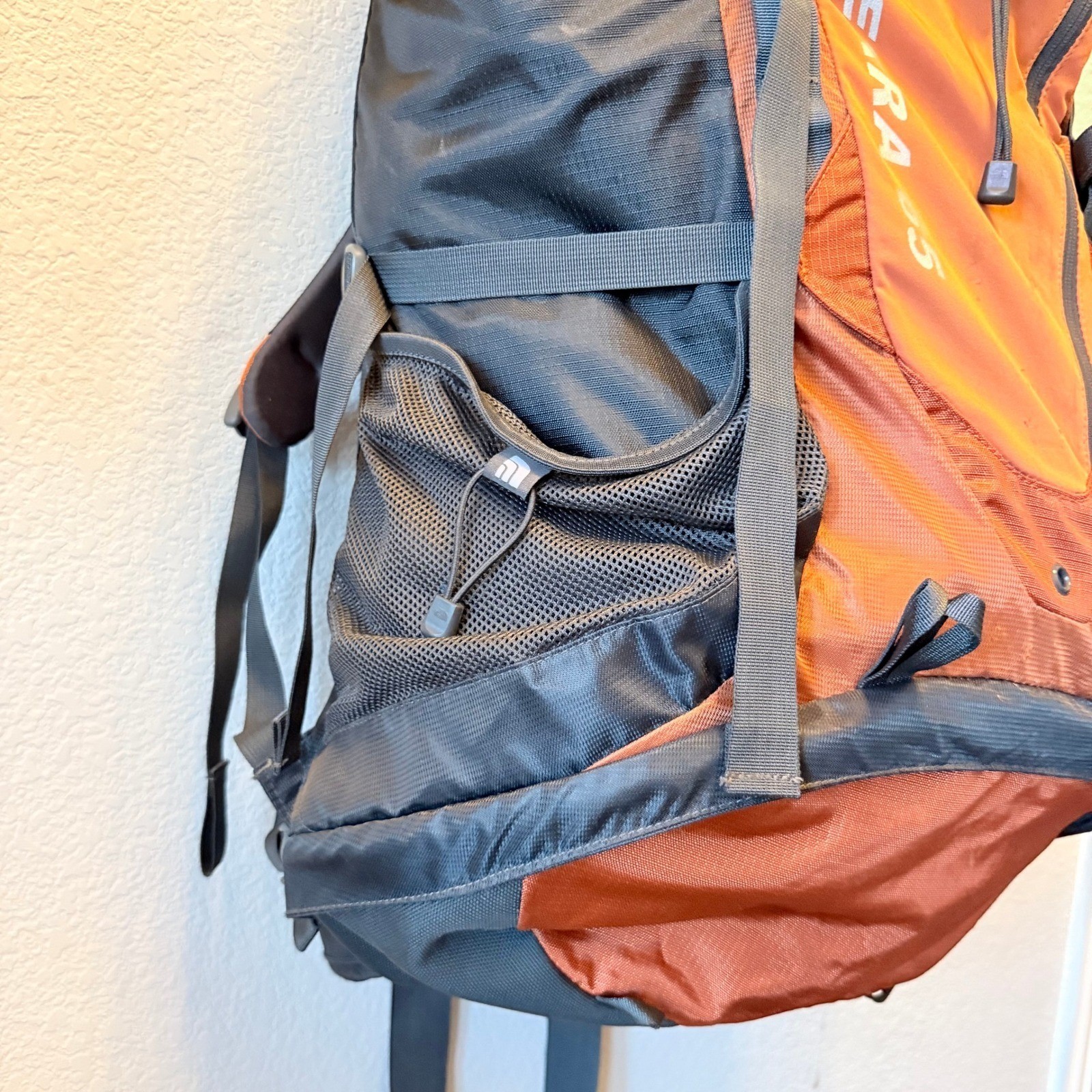 North Face Terra 65 65L Hiking Backpack Orange Gray Internal Frame Camping Pack
