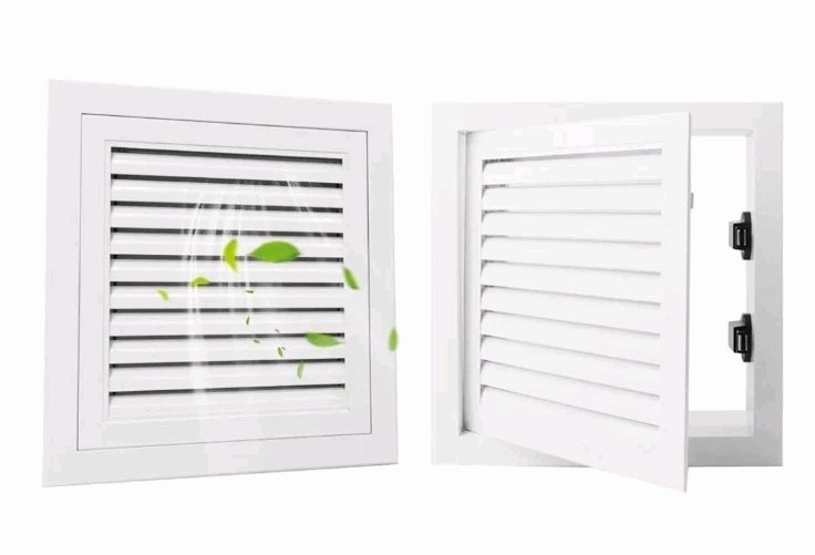 12 x 12 inch - Gable Vent with Push-Button Switch- Access Panel with Vent White