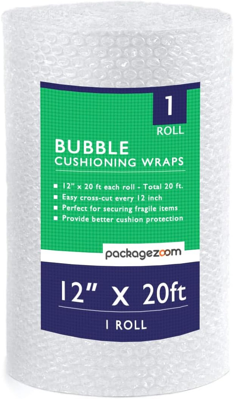 12 Inch X 20 Ft Bubble Cushioning Wrap, Perforated Every 12" Protective Packing