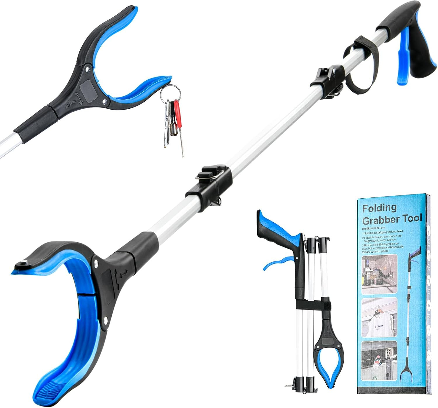 43 Inch Extra Long Grabber Reacher Tool,Foldable Reacher Grabber Pickup Tool