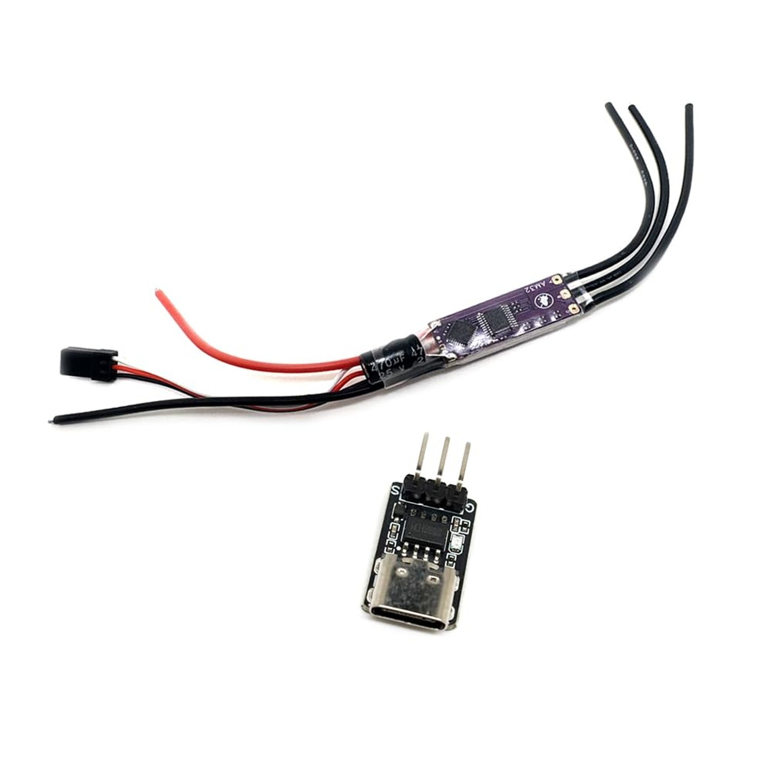 32-Bit ESC AM32 2-4S 40A Speed Controller 5V 2A BEC 25V 470uF Capacitor with ...