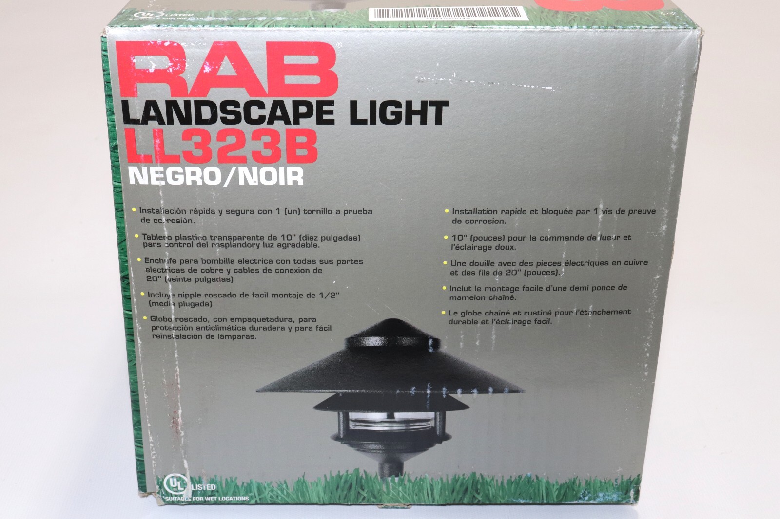 RAB LL323B PAGODA LAWN LIGHT, INCANDESCENT/COMPACT FLUORESCENT LANDSCAPE, BLACK