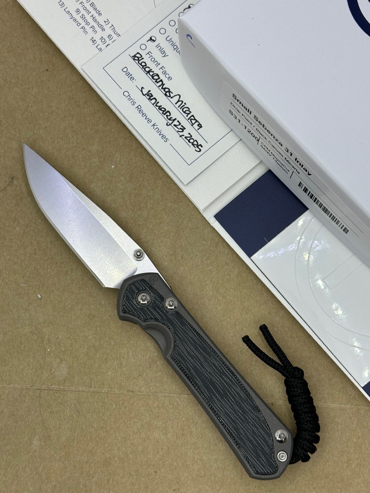 🌟 CHRIS REEVE SMALL SEBENZA 31 DROP POINT MAGNACUT BLADE BLACK CANVAS MICARTA C