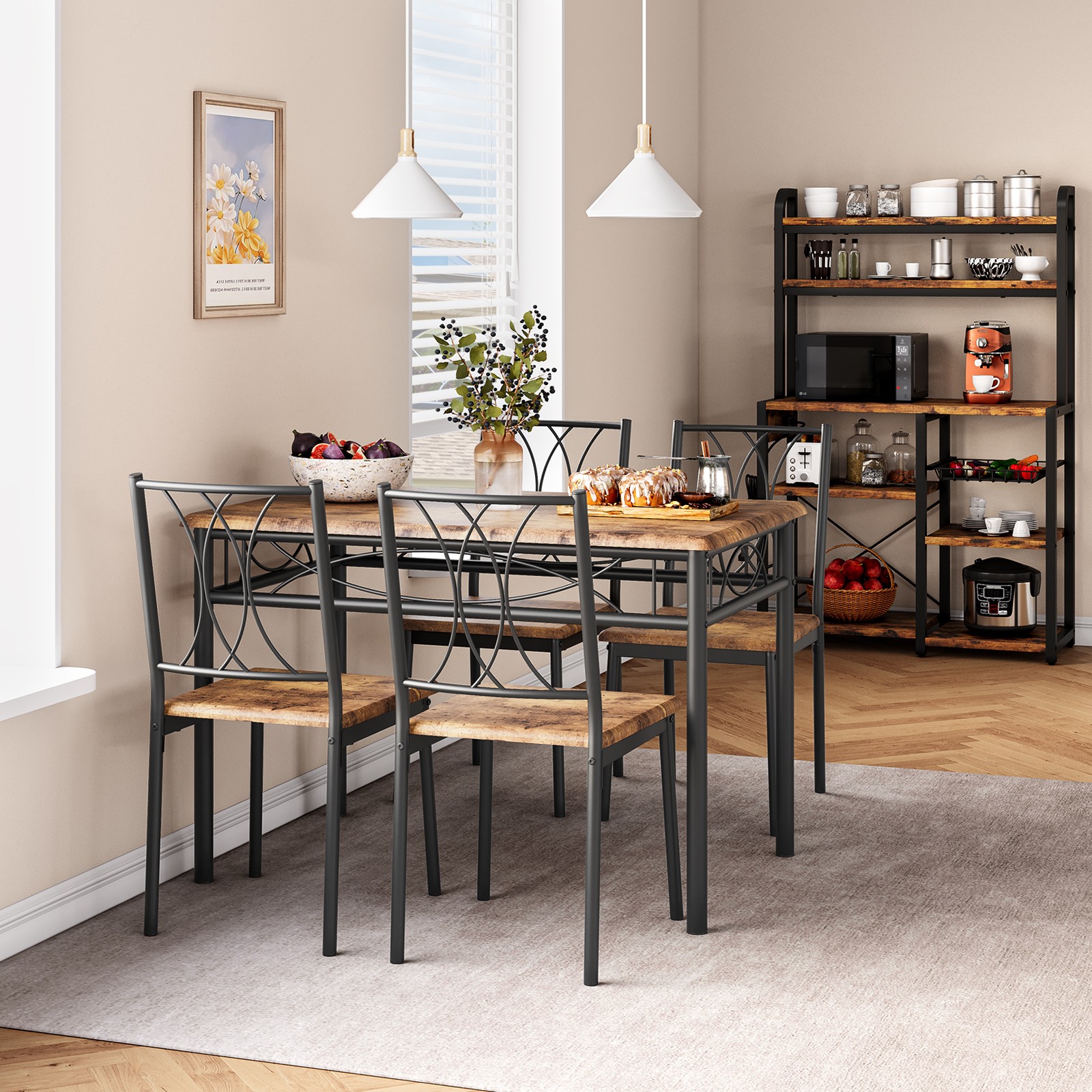 Garvee Dining Table Kitchen Table & 4 Chairs Rectangular Apartment Small Space