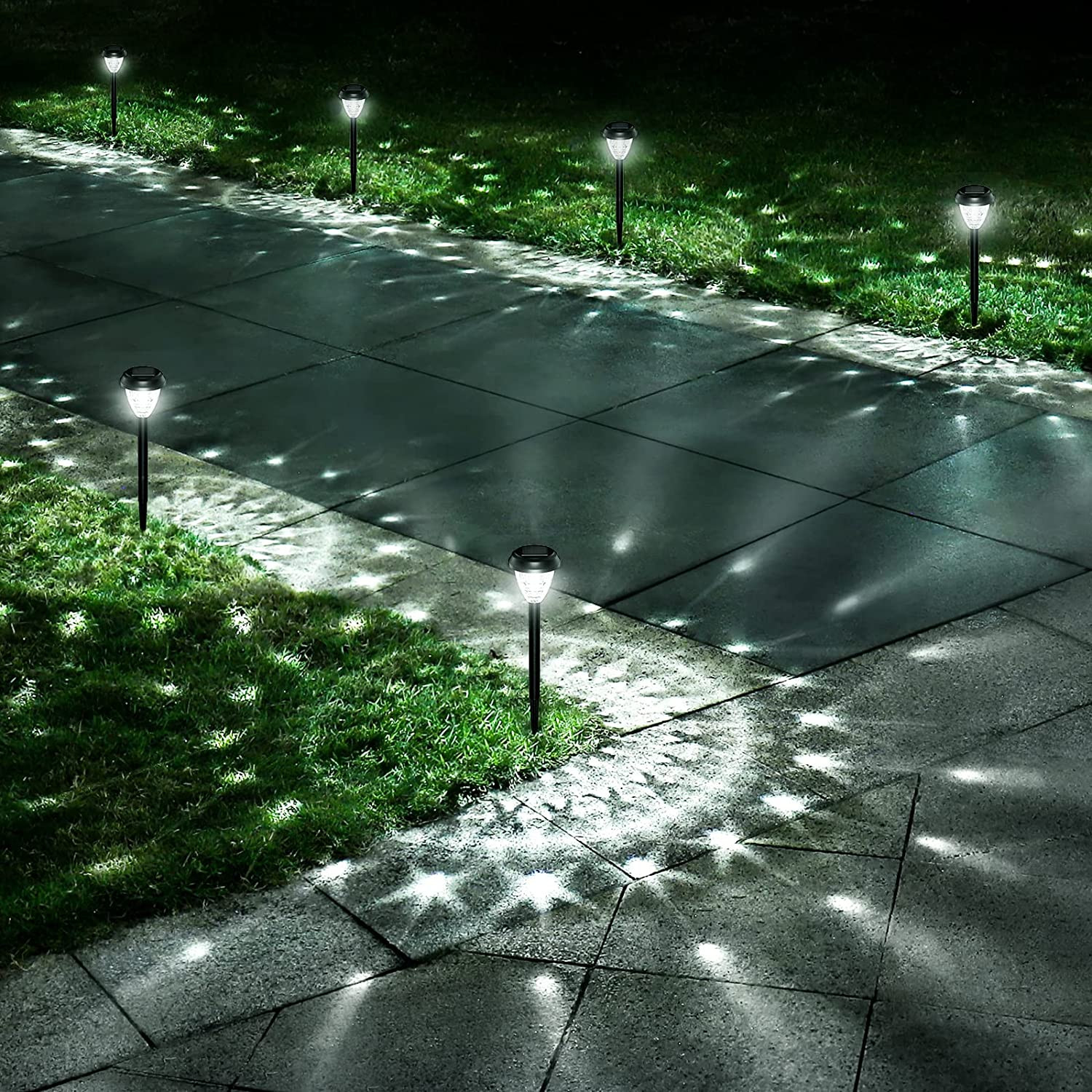 Super Bright Solar Lights Outdoor Waterproof-10 Pack, Dusk to Dawn up to 12 Hrs