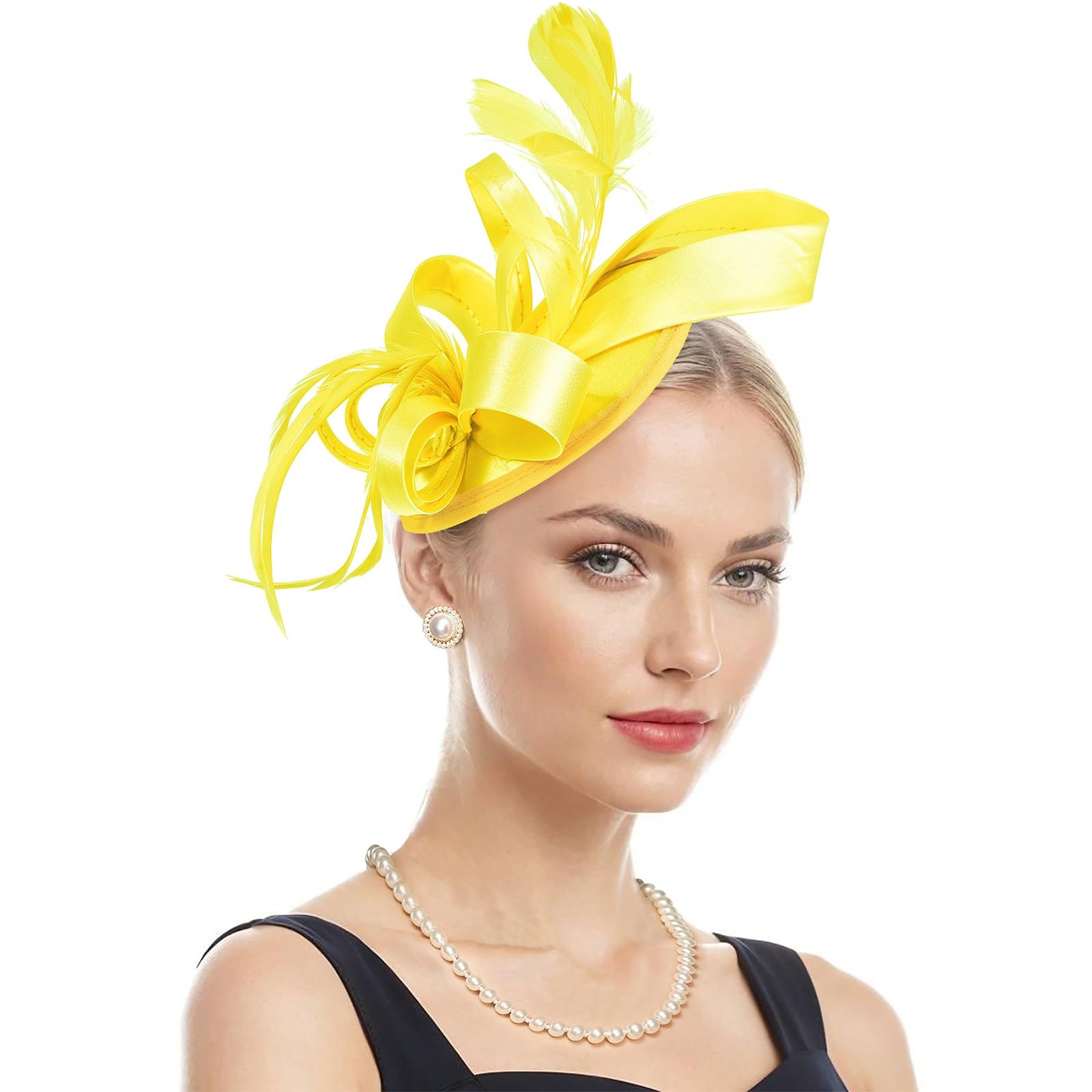 Zando Fascinators Hats for Women Tea Party Hat One Size, Ribbon Yellow