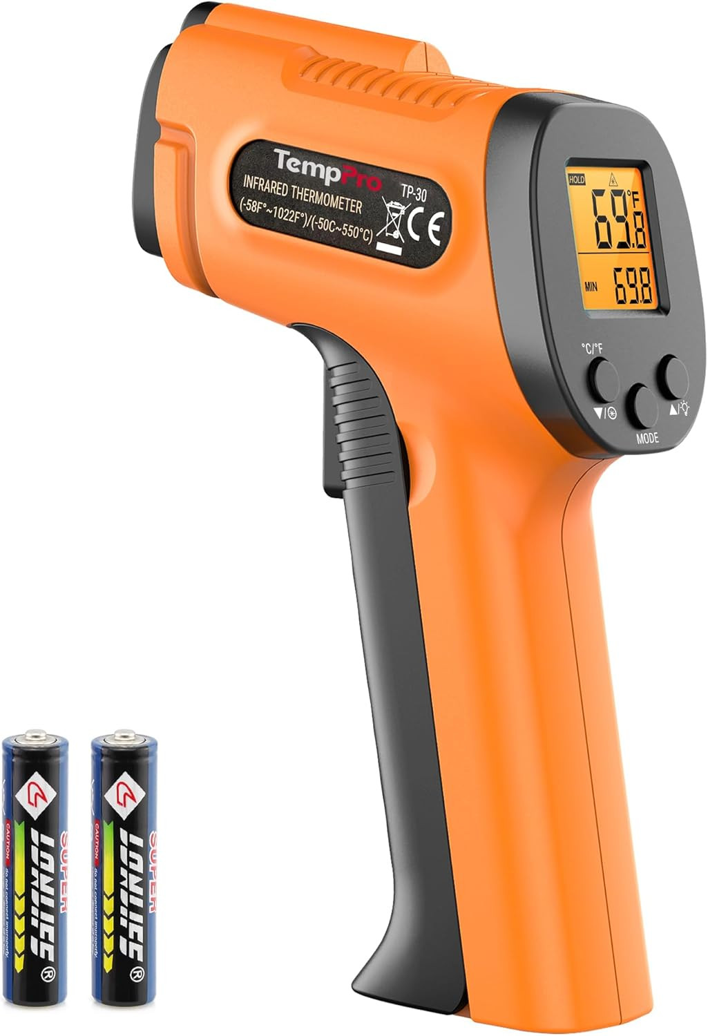 Temppro TP30 Infrared Thermometer Gun, Laser Thermometer for Cooking, Pizza Oven